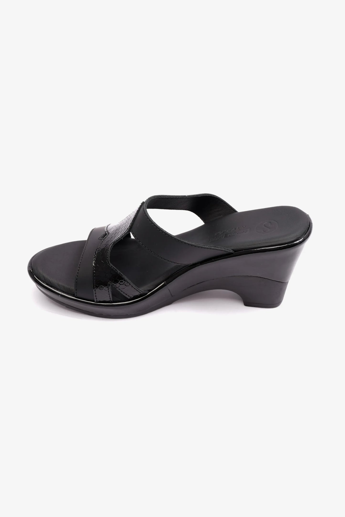 HIGH HEELS COMFORT PLUS MATT LEATHER LADIES SANDAL BLACK - Seventy7