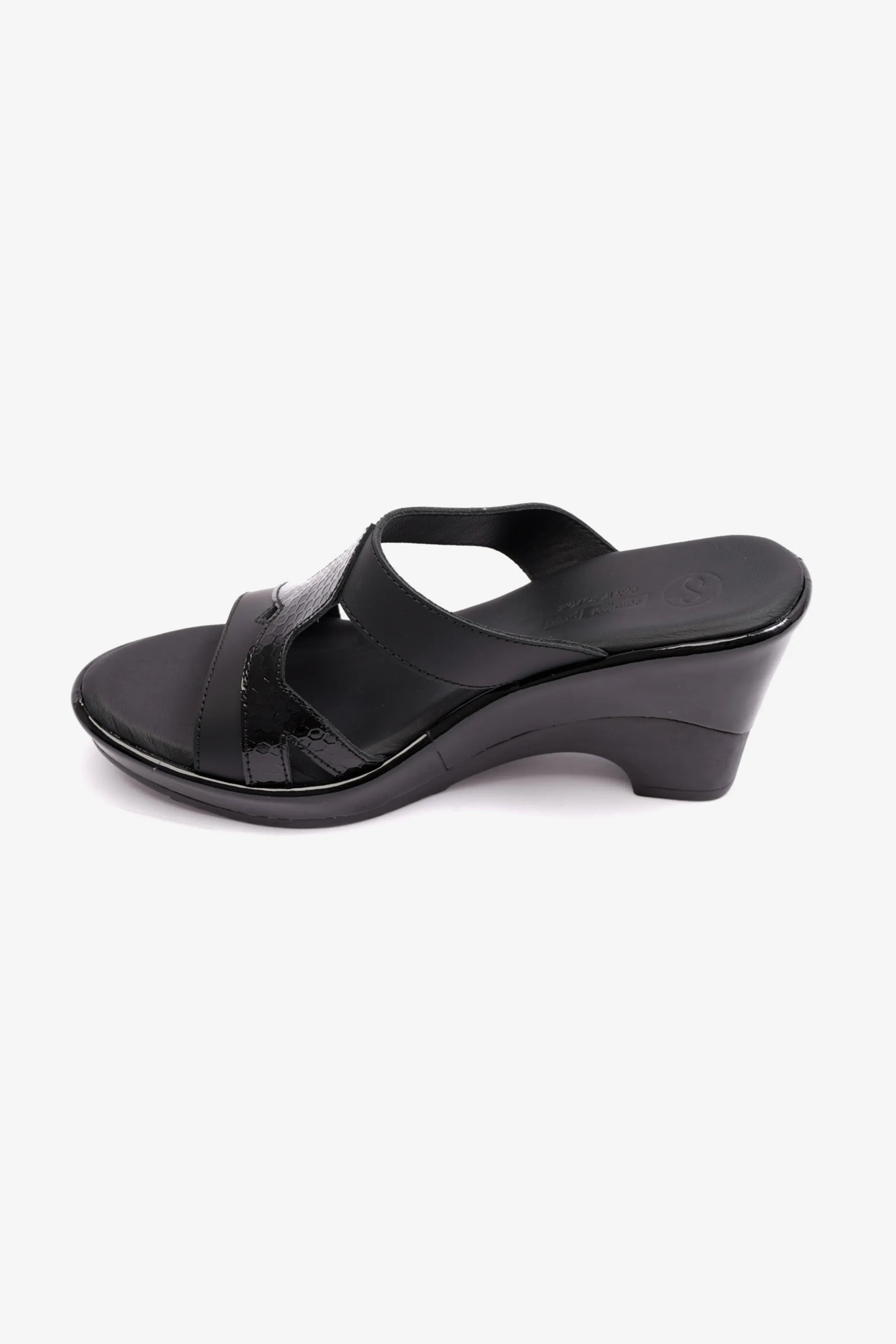 HIGH HEELS COMFORT PLUS MATT LEATHER LADIES SANDAL BLACK - Seventy7
