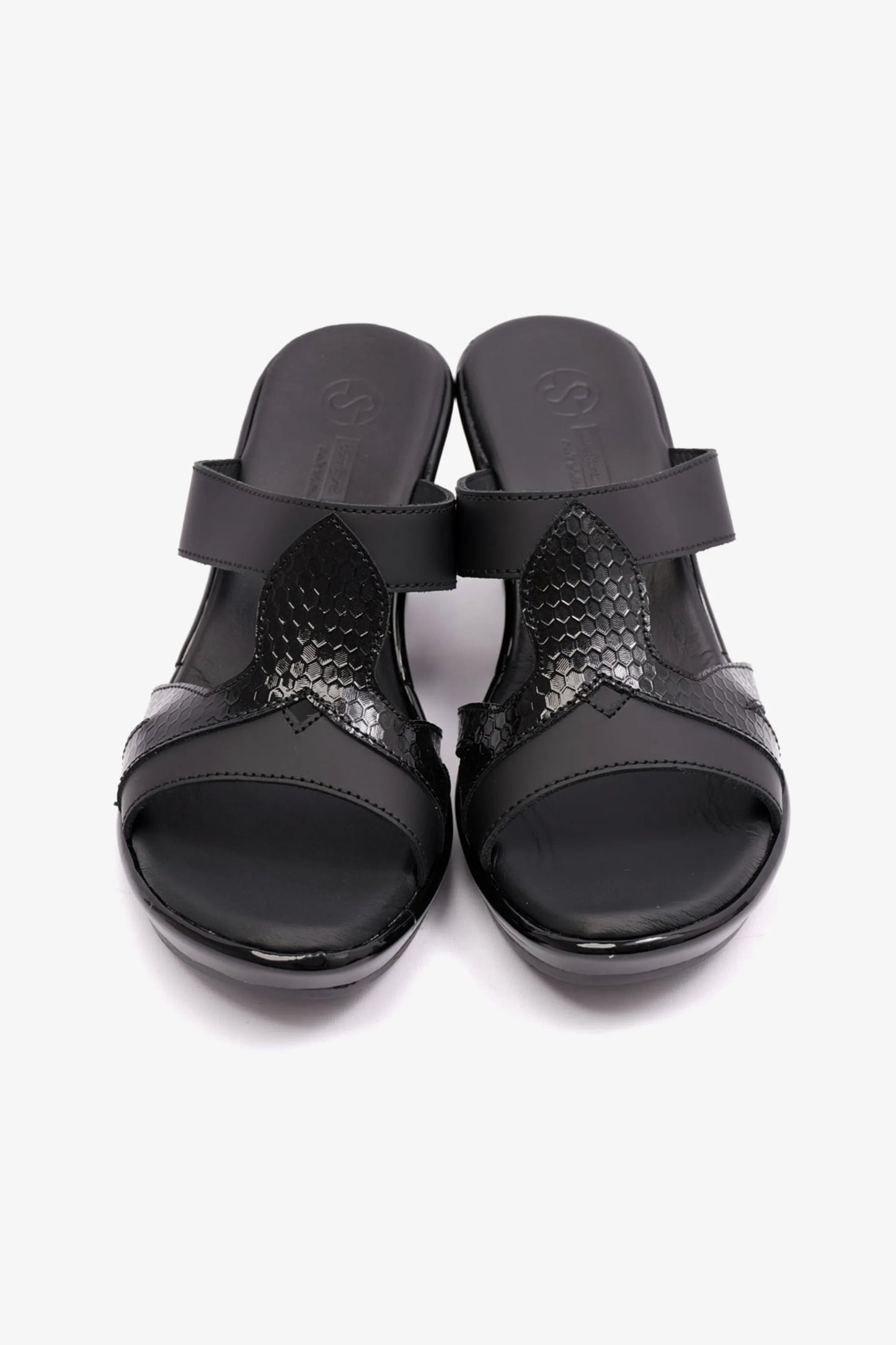 HIGH HEELS COMFORT PLUS MATT LEATHER LADIES SANDAL BLACK - Seventy7
