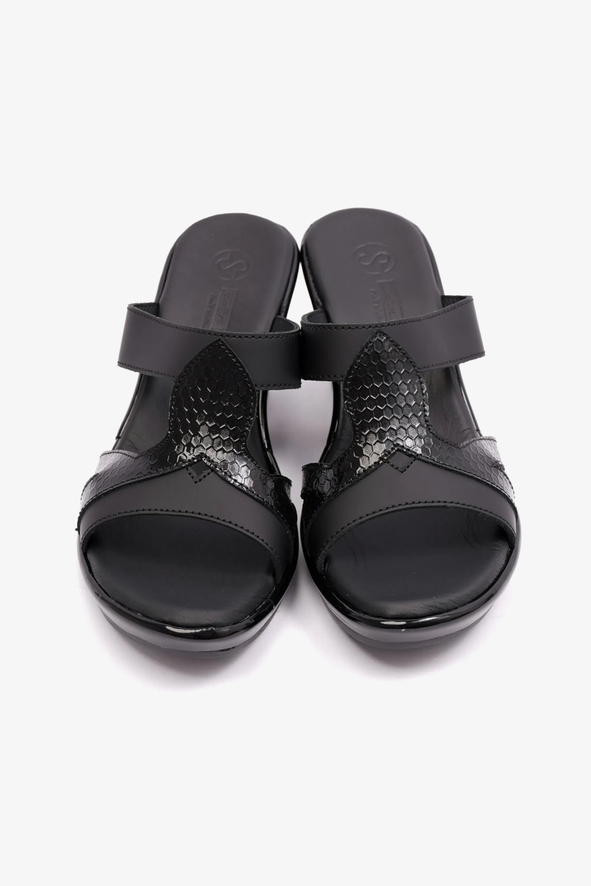 HIGH HEELS COMFORT PLUS MATT LEATHER LADIES SANDAL BLACK - Seventy7