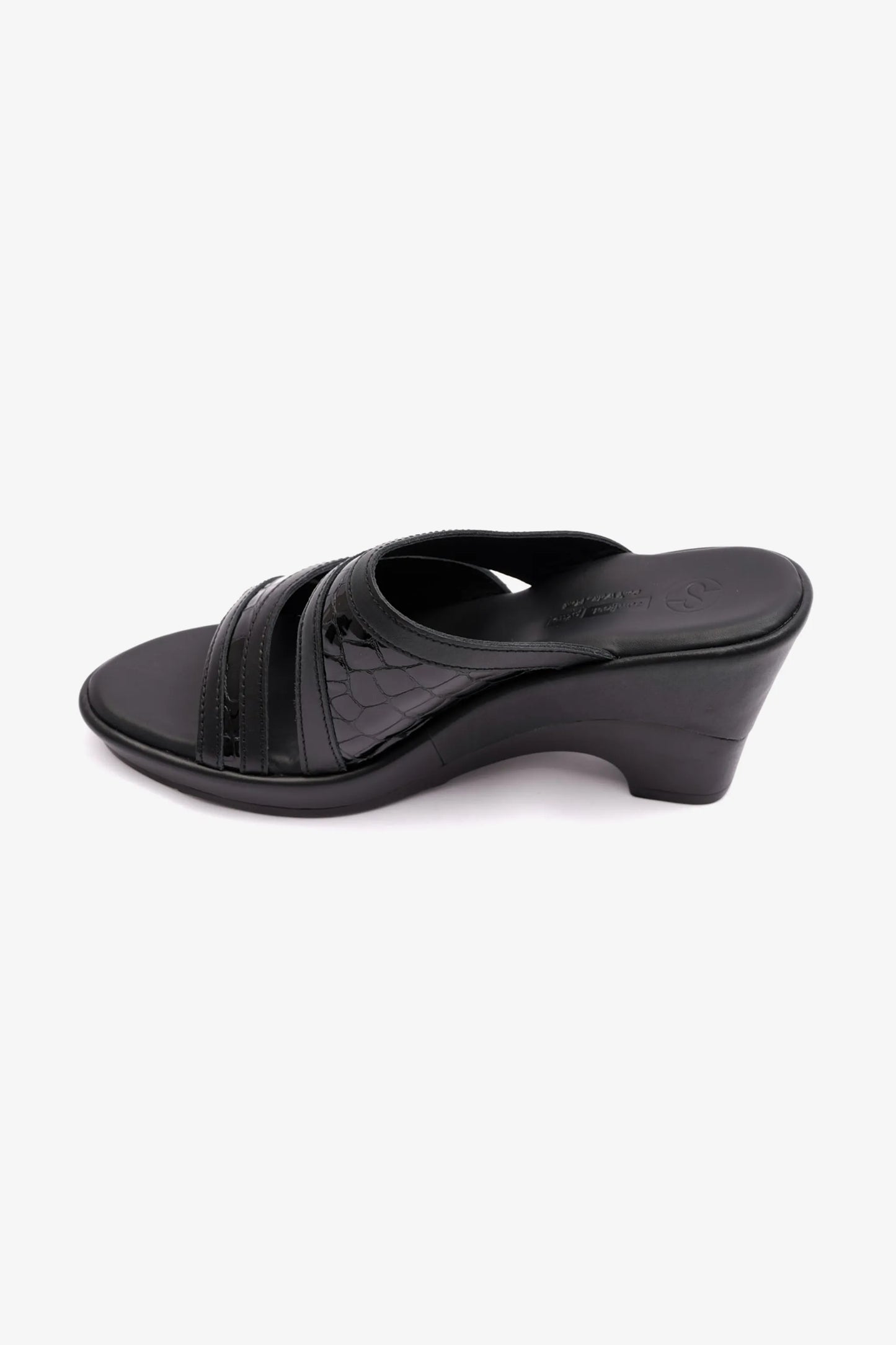 COMFORT PLUS EXTRA CUSHIONED HIGH HEEL WOMENS SANDAL BLACK - Seventy7