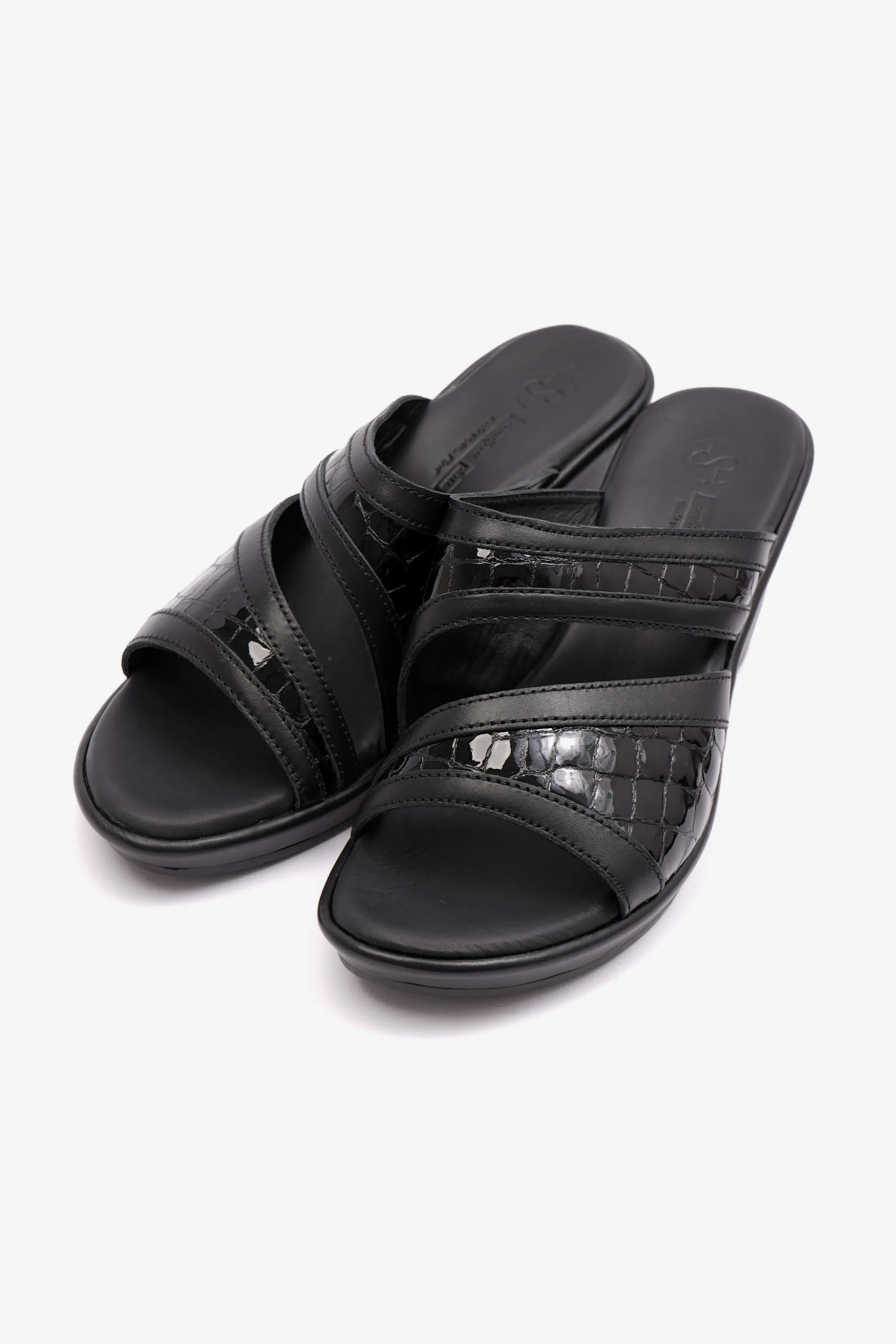 COMFORT PLUS EXTRA CUSHIONED HIGH HEEL WOMENS SANDAL BLACK - Seventy7