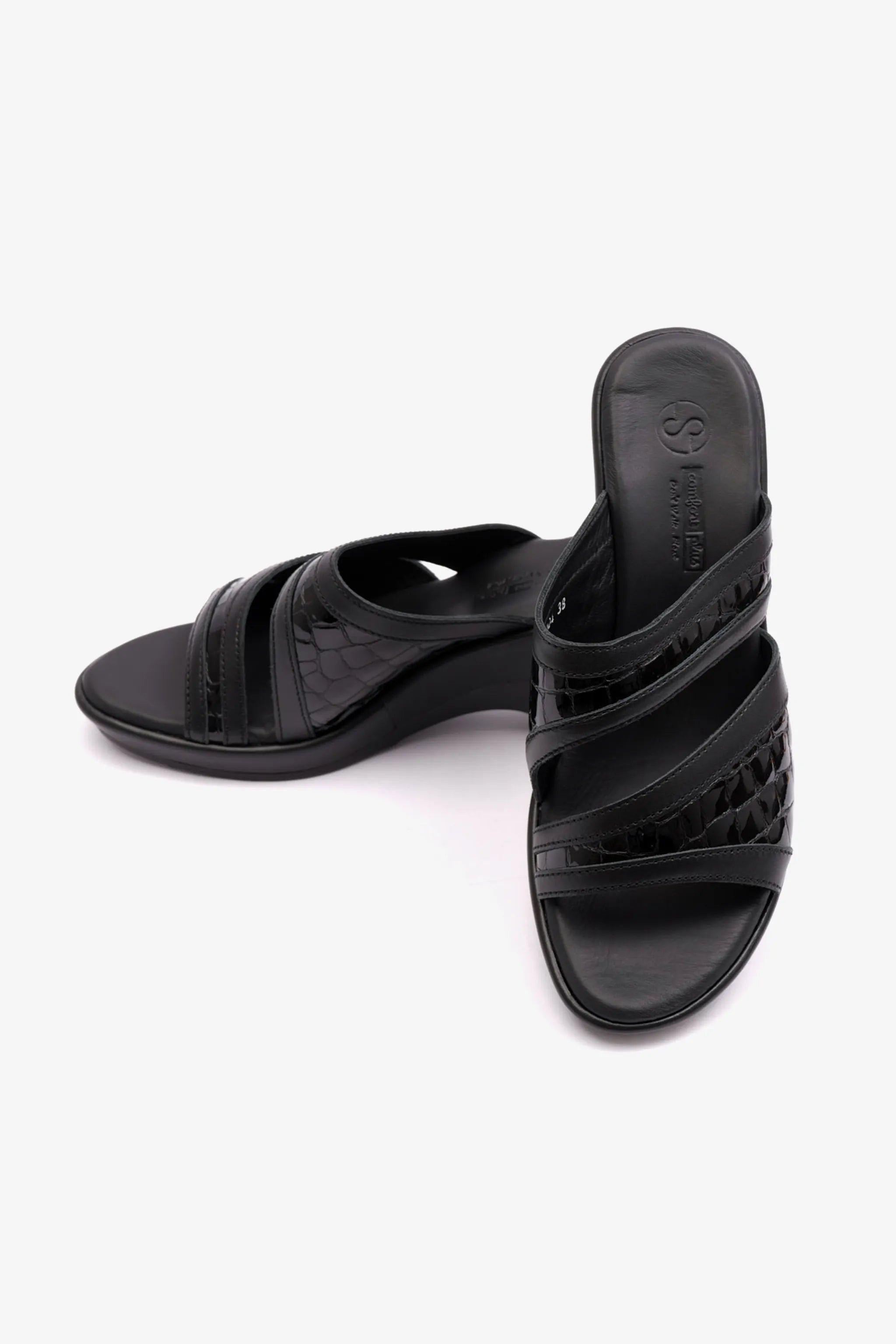 COMFORT PLUS EXTRA CUSHIONED HIGH HEEL WOMENS SANDAL BLACK - Seventy7
