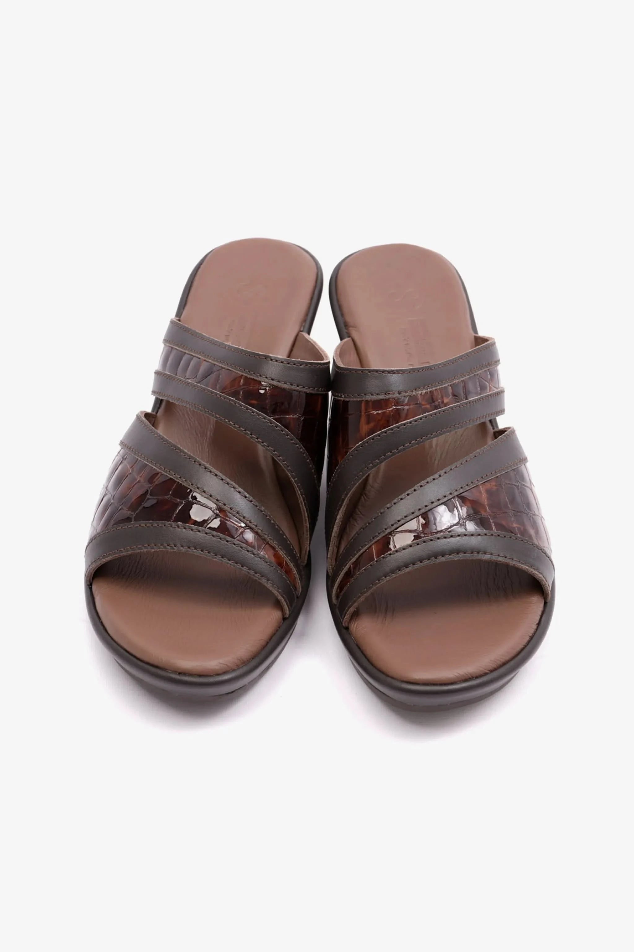 COMFORT PLUS EXTRA CUSHIONED HIGH HEEL WOMENS SANDAL BROWN - Seventy7