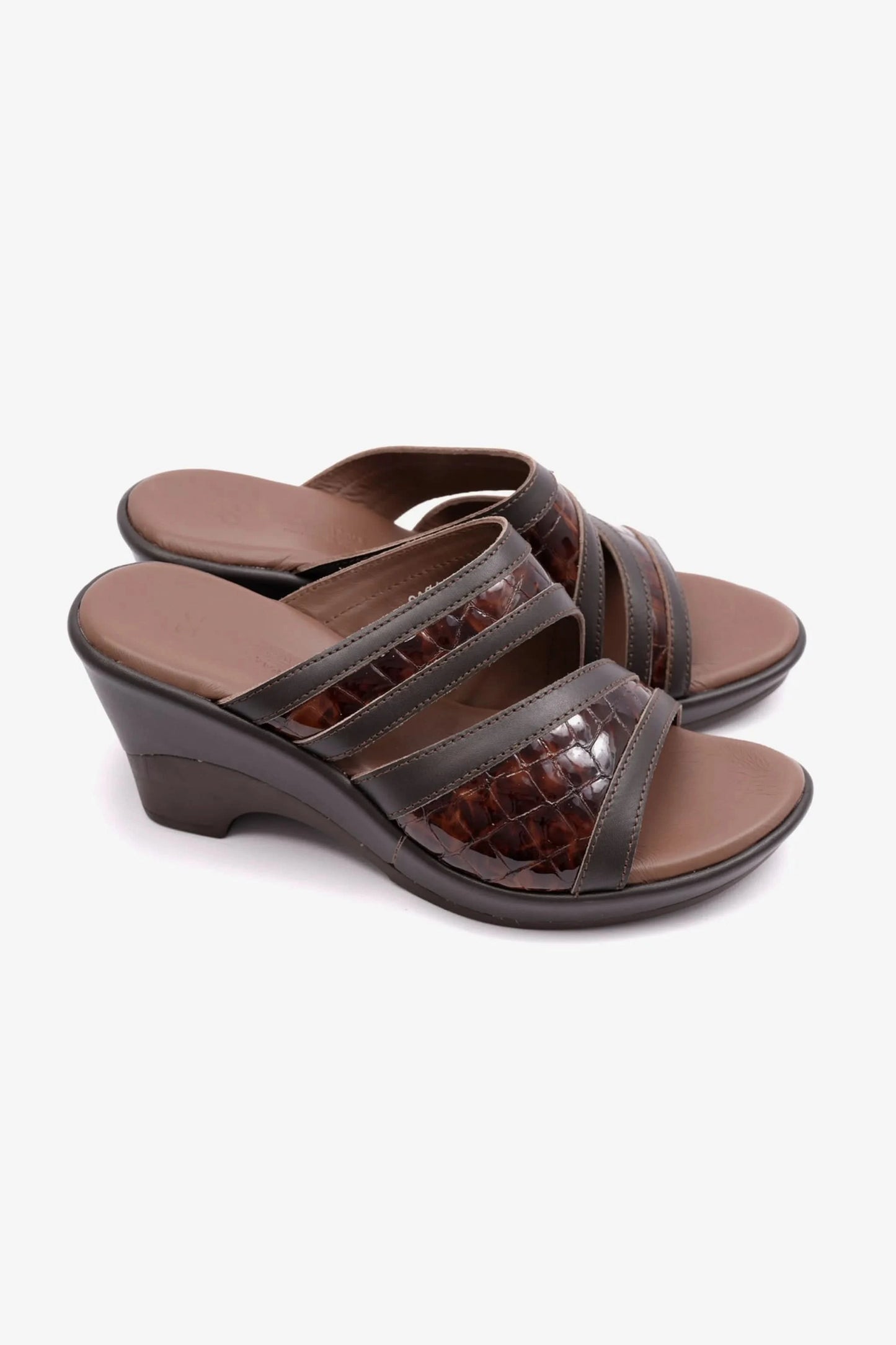 COMFORT PLUS EXTRA CUSHIONED HIGH HEEL WOMENS SANDAL BROWN - Seventy7