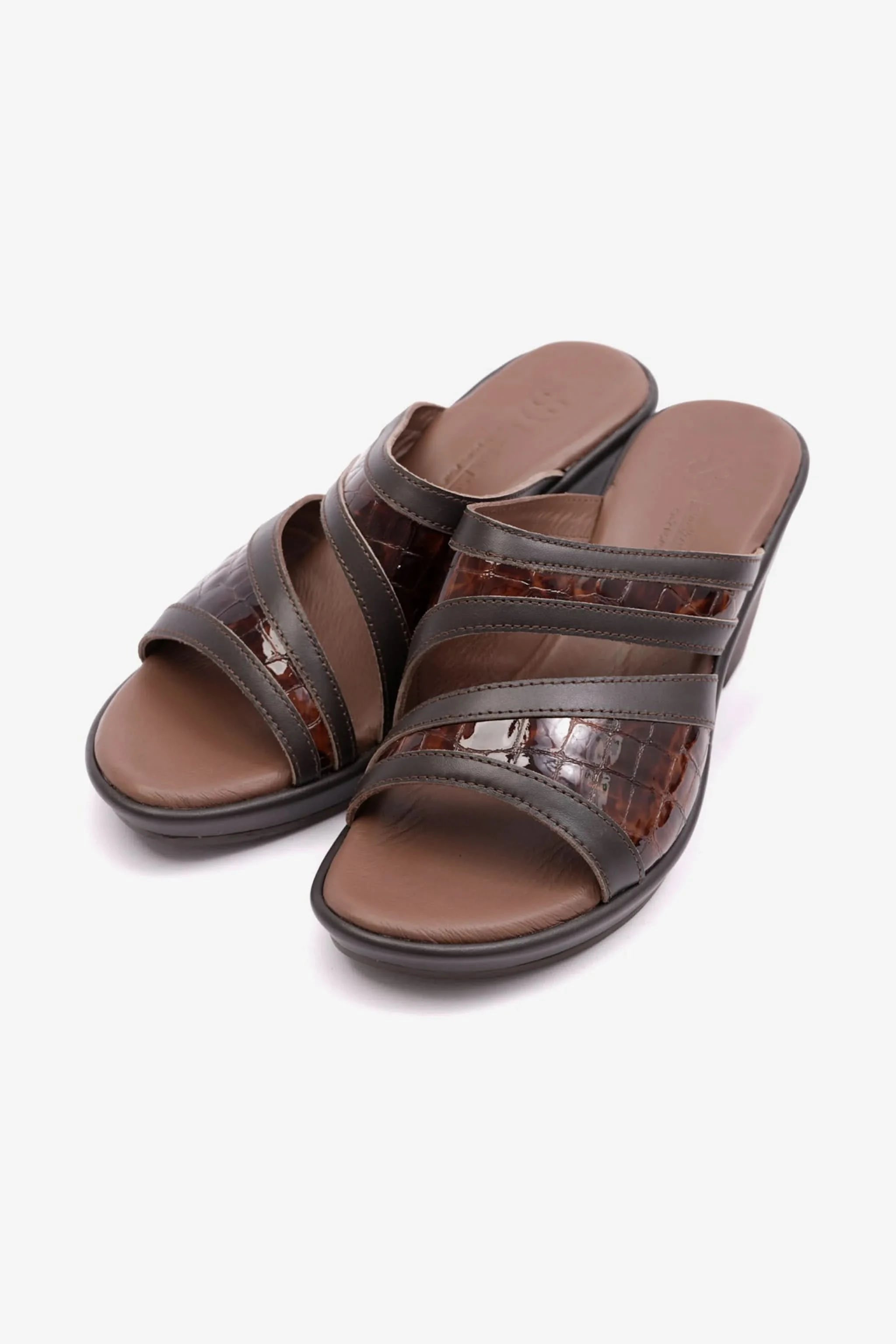 COMFORT PLUS EXTRA CUSHIONED HIGH HEEL WOMENS SANDAL BROWN - Seventy7