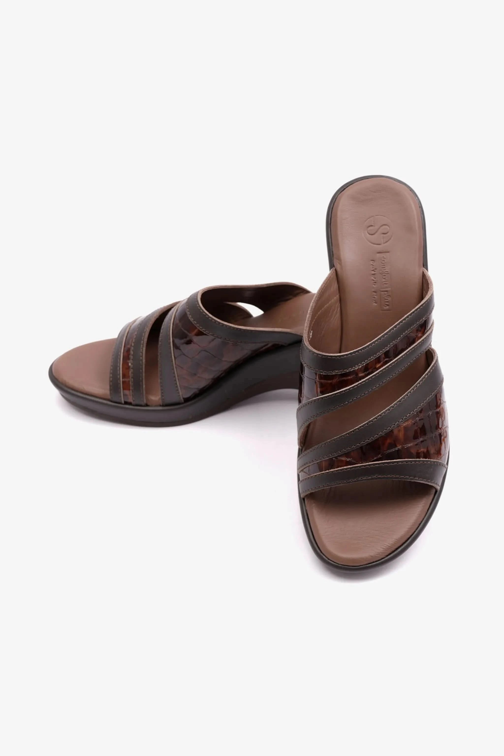COMFORT PLUS EXTRA CUSHIONED HIGH HEEL WOMENS SANDAL BROWN - Seventy7