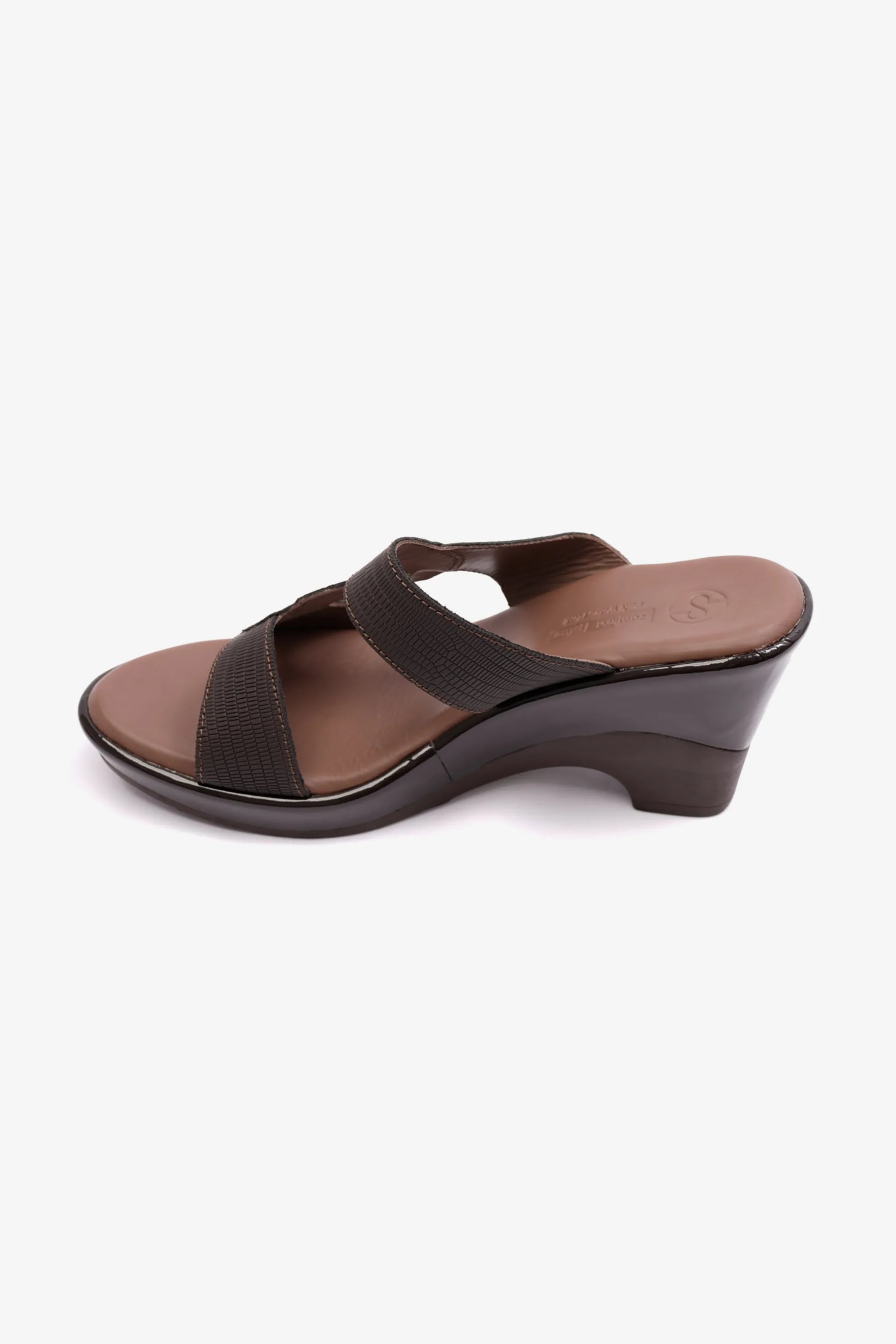 COMFORT PLUS HIGH HEEL WOMENS PATENT LEATHER SANDALS BROWN - Seventy7