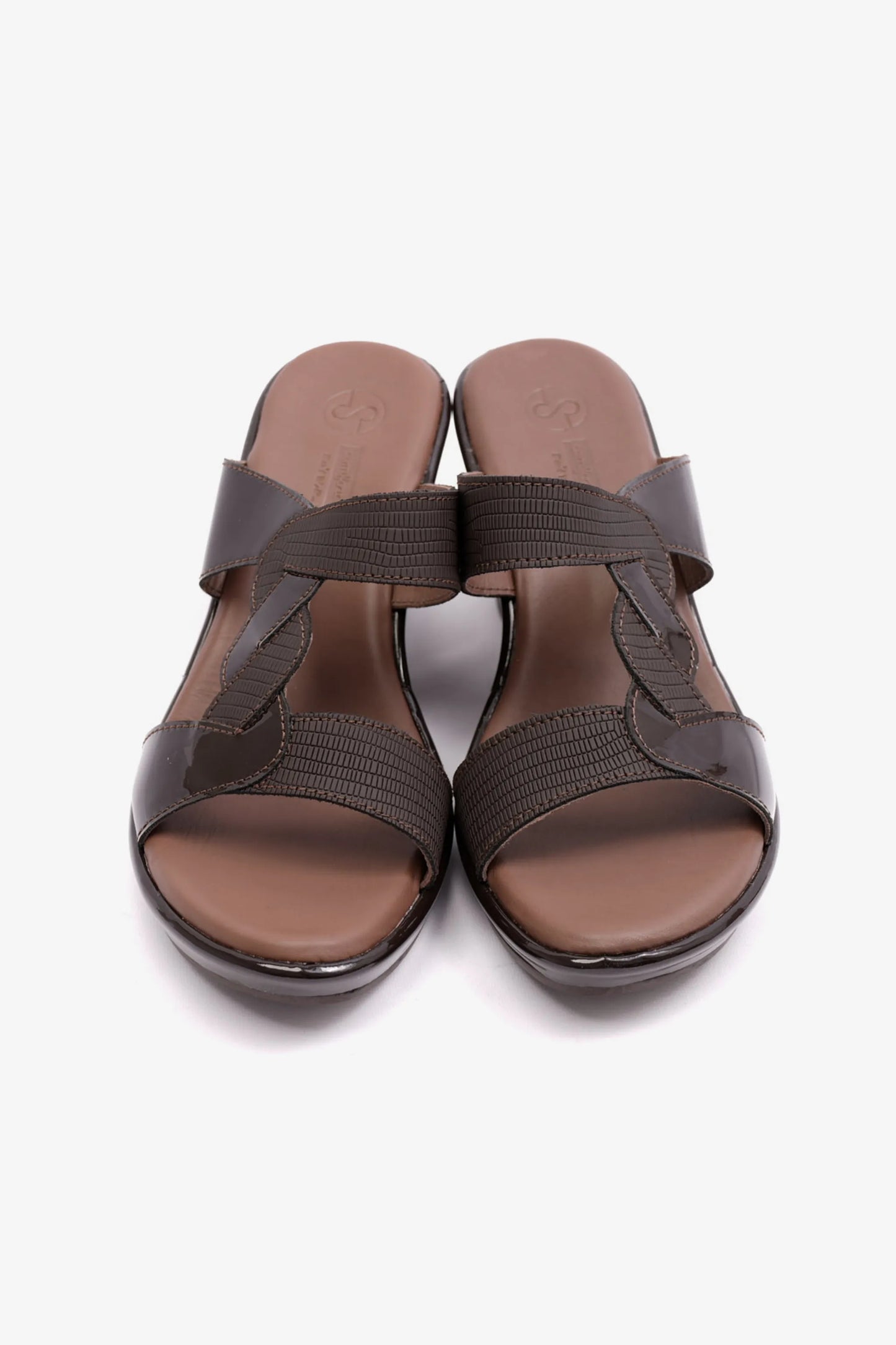 COMFORT PLUS HIGH HEEL WOMENS PATENT LEATHER SANDALS BROWN - Seventy7