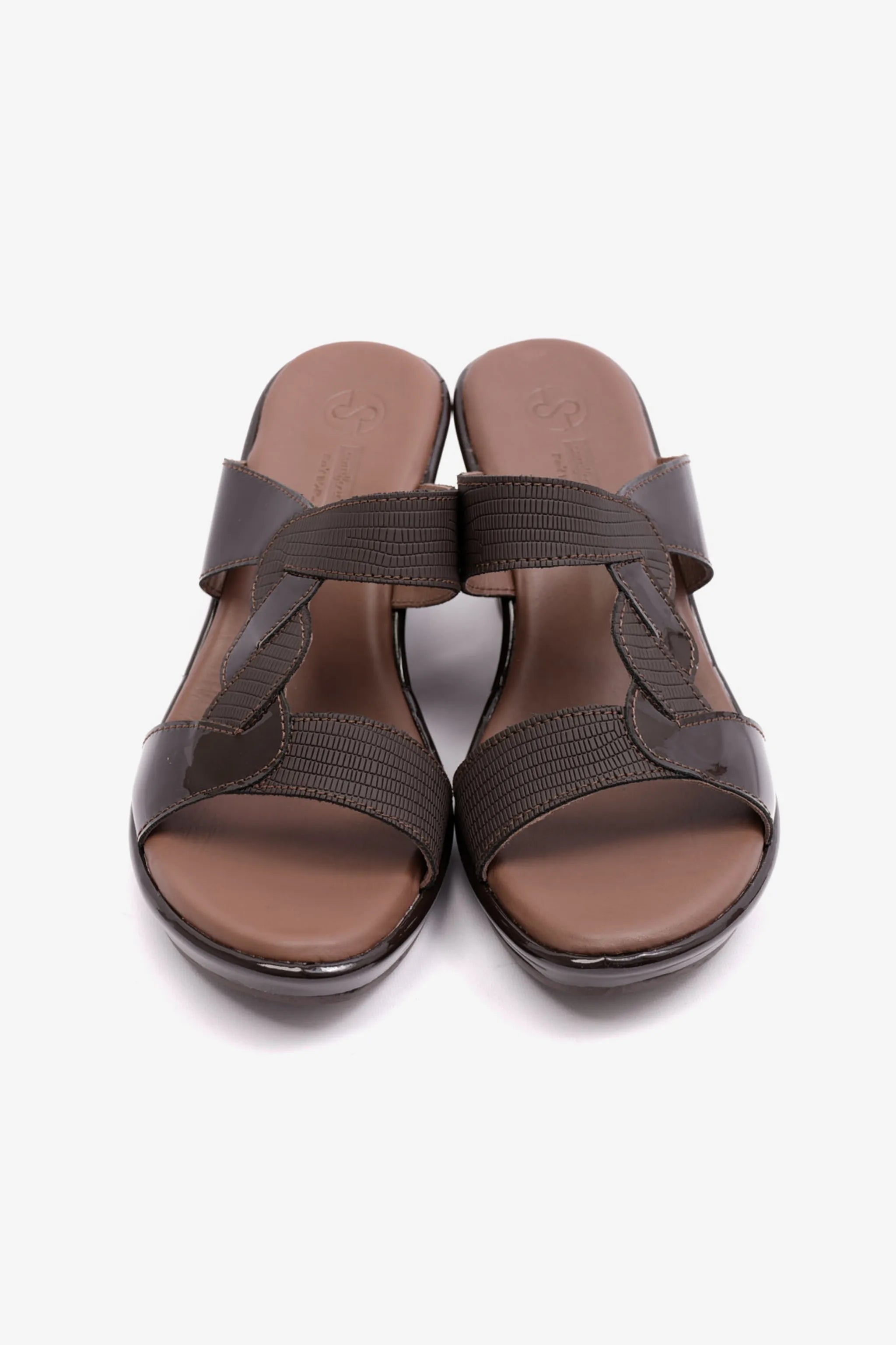 COMFORT PLUS HIGH HEEL WOMENS PATENT LEATHER SANDALS BROWN - Seventy7