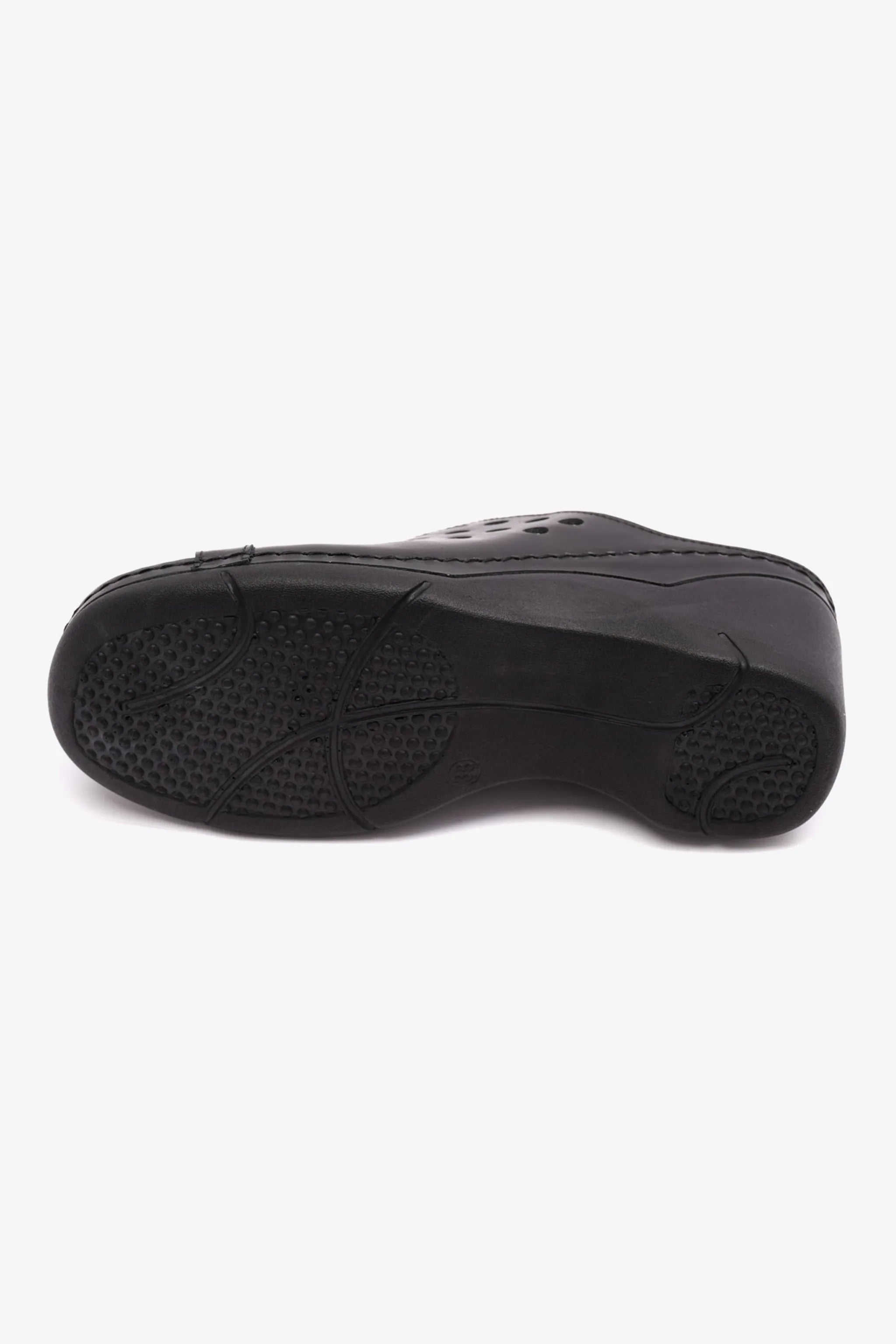 COMFORT PLUS SLIP-ON WEDGE SANDALS WITH PERFORATED DESIGN BLACK - Seventy7