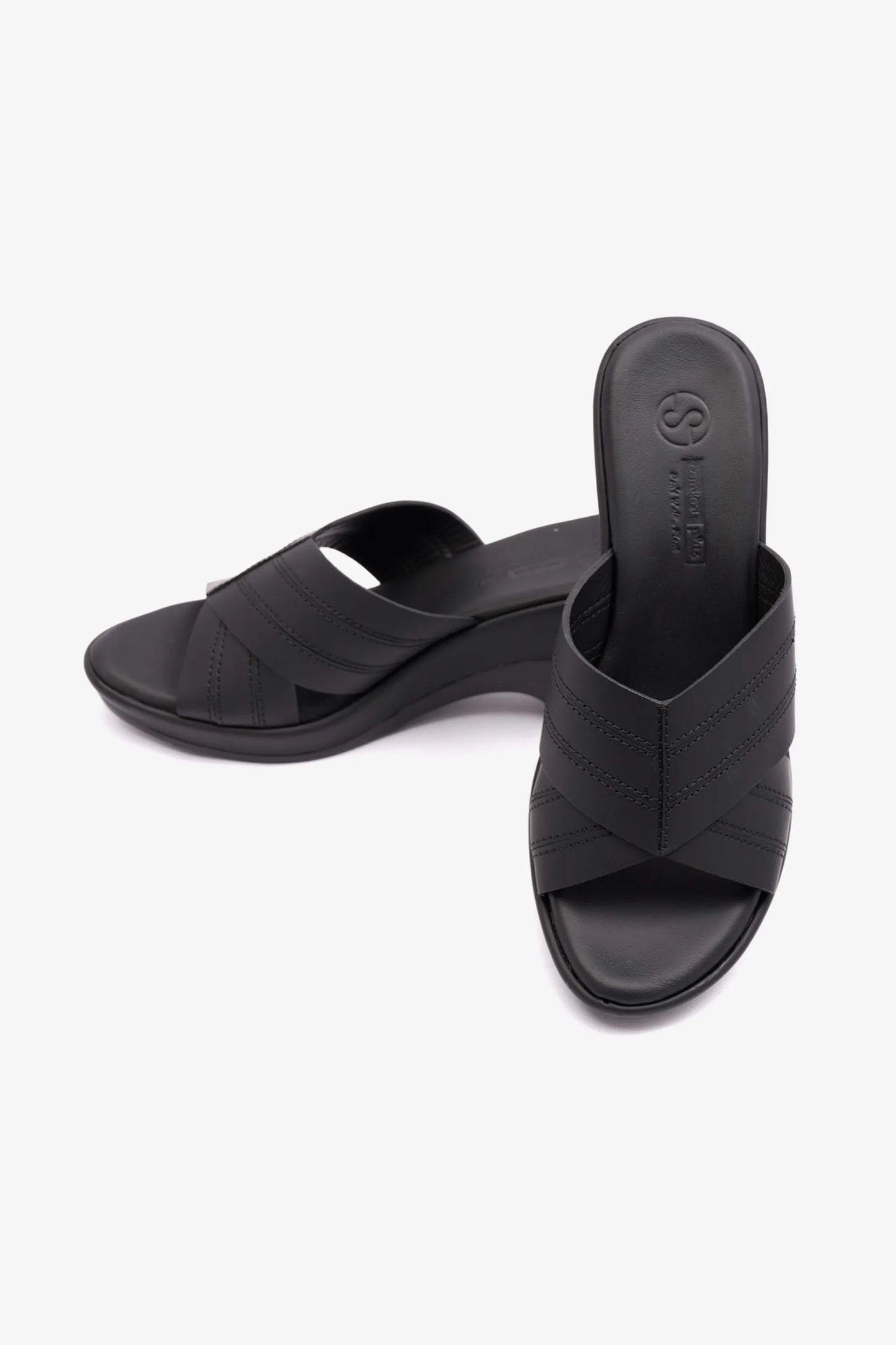 COMFORT PLUS WOMENS SANDAL WITH HIGH HEELS BLACK - Seventy7