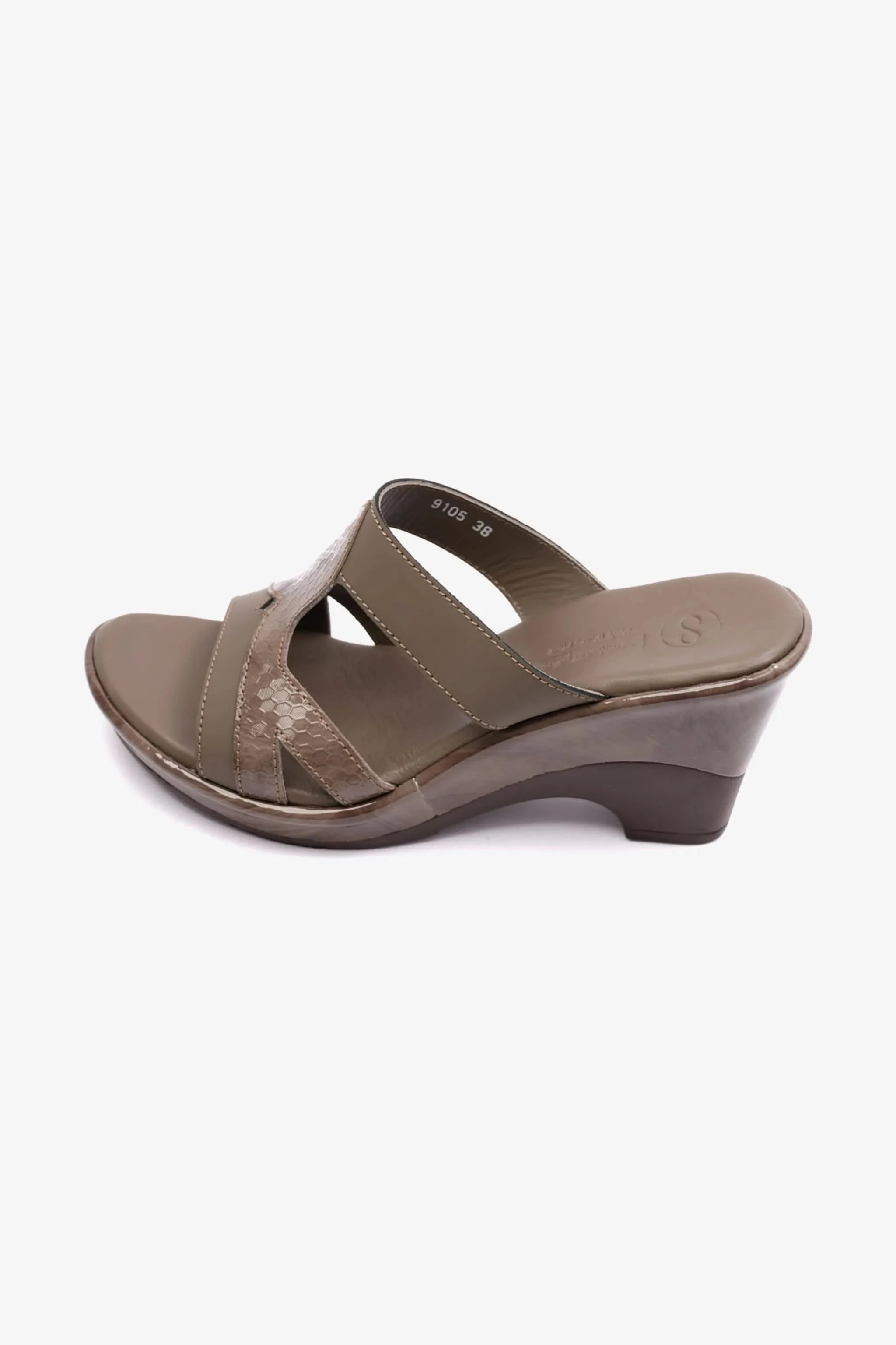 HIGH HEELS COMFORT PLUS MATT LEATHER LADIES SANDAL TRUFFLE - Seventy7