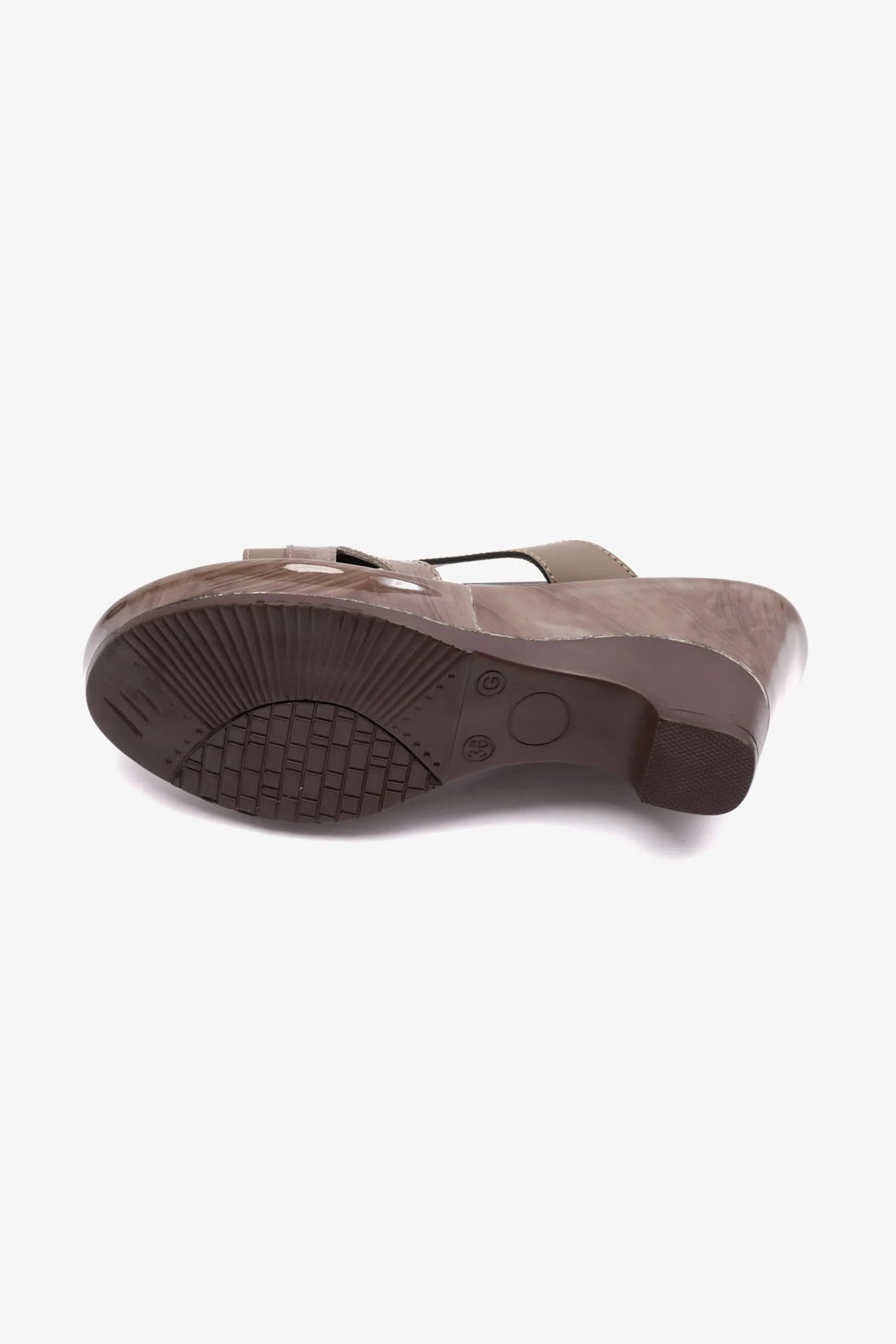 HIGH HEELS COMFORT PLUS MATT LEATHER LADIES SANDAL TRUFFLE - Seventy7