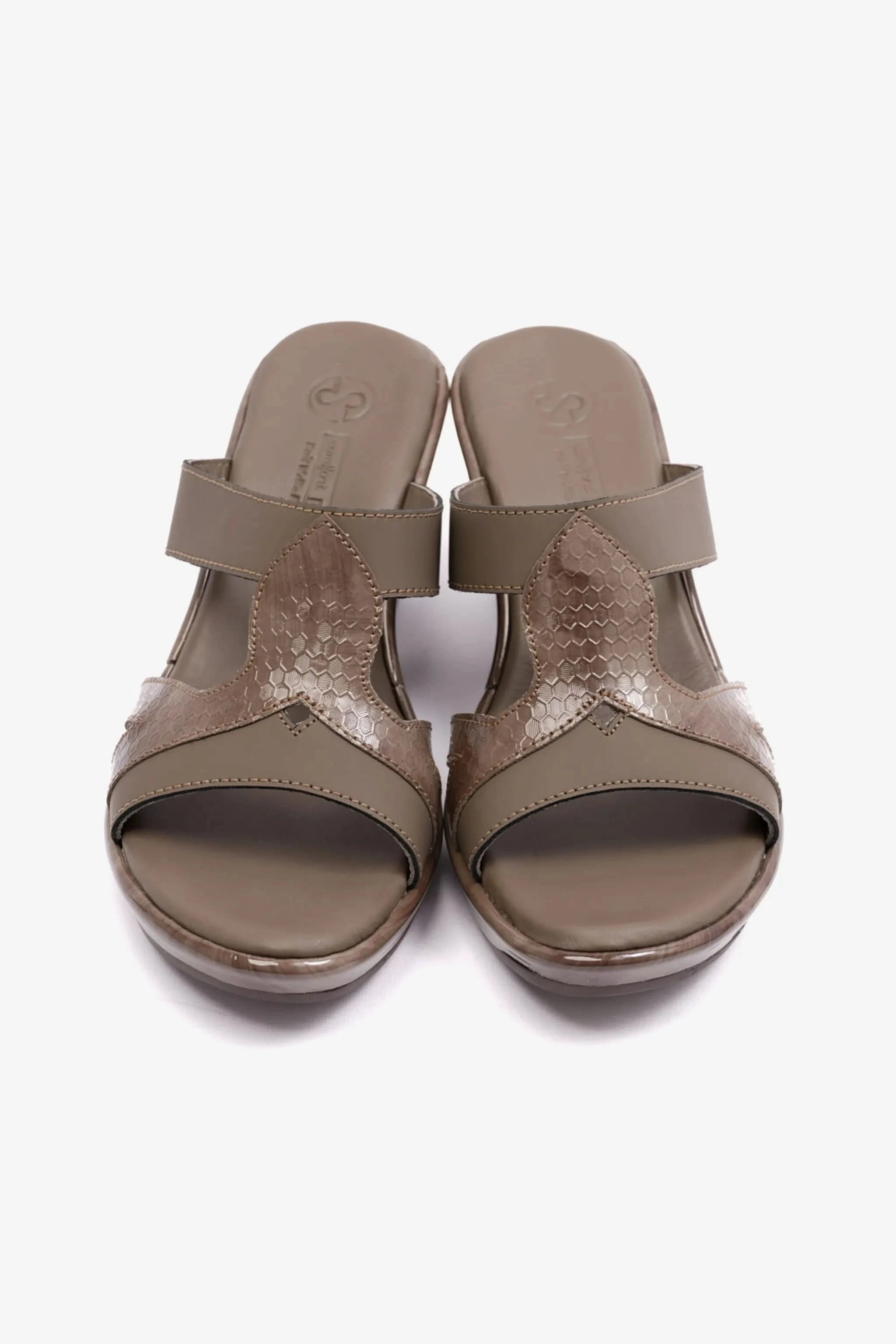 HIGH HEELS COMFORT PLUS MATT LEATHER LADIES SANDAL TRUFFLE - Seventy7