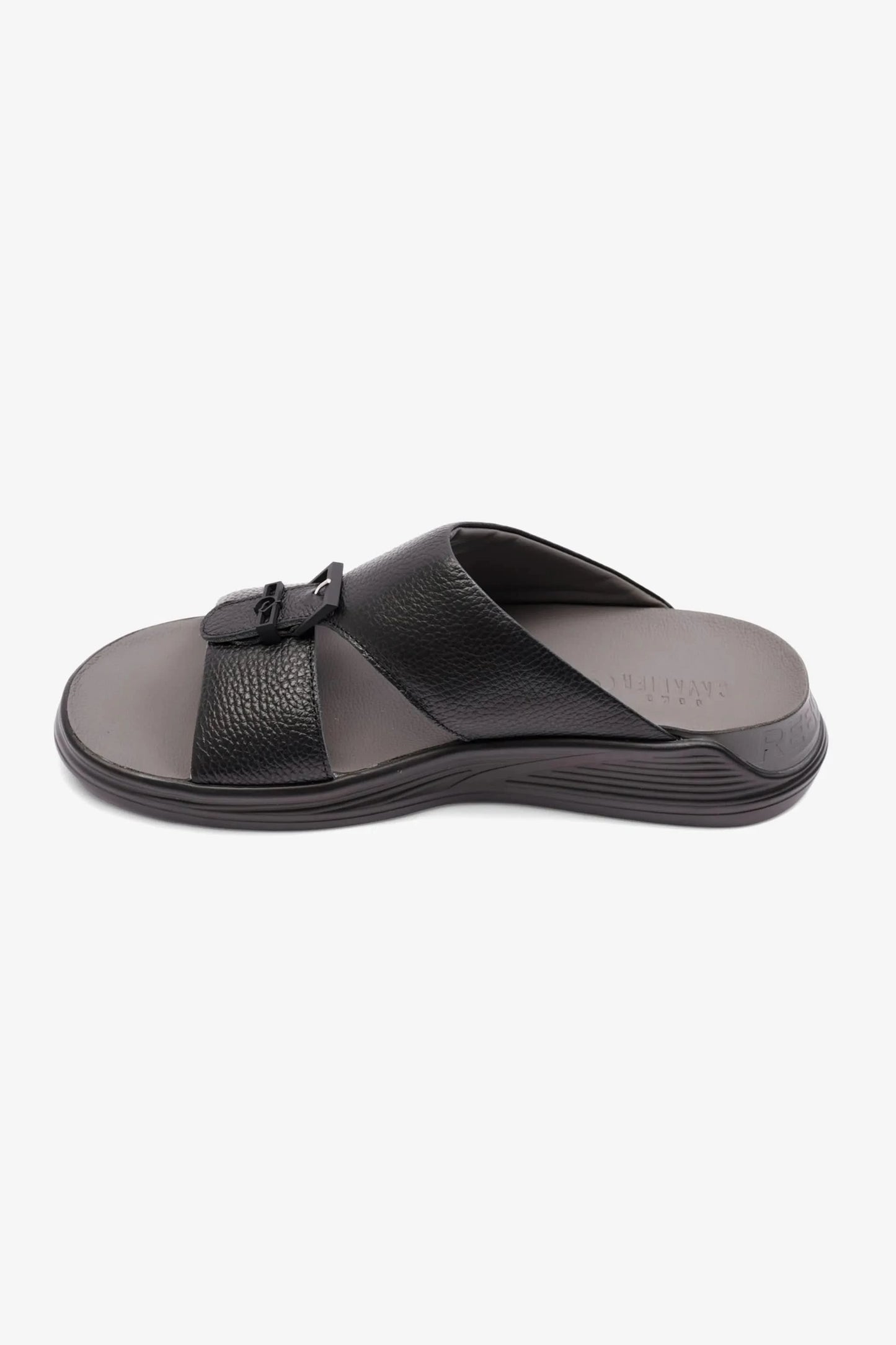 UOMO CAVAILER EMBOSSED LEATHER MENS SANDAL SUN BLACK - Seventy7