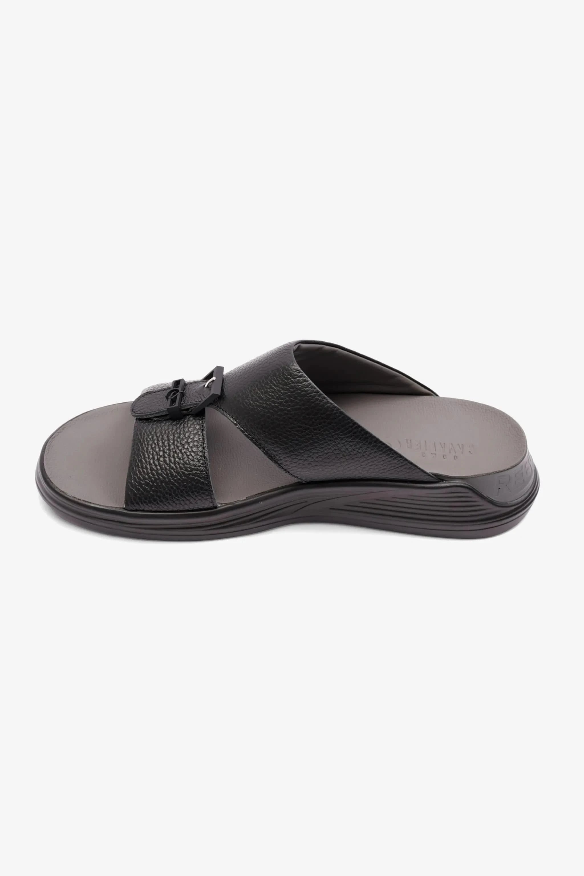 UOMO CAVAILER EMBOSSED LEATHER MENS SANDAL SUN BLACK - Seventy7
