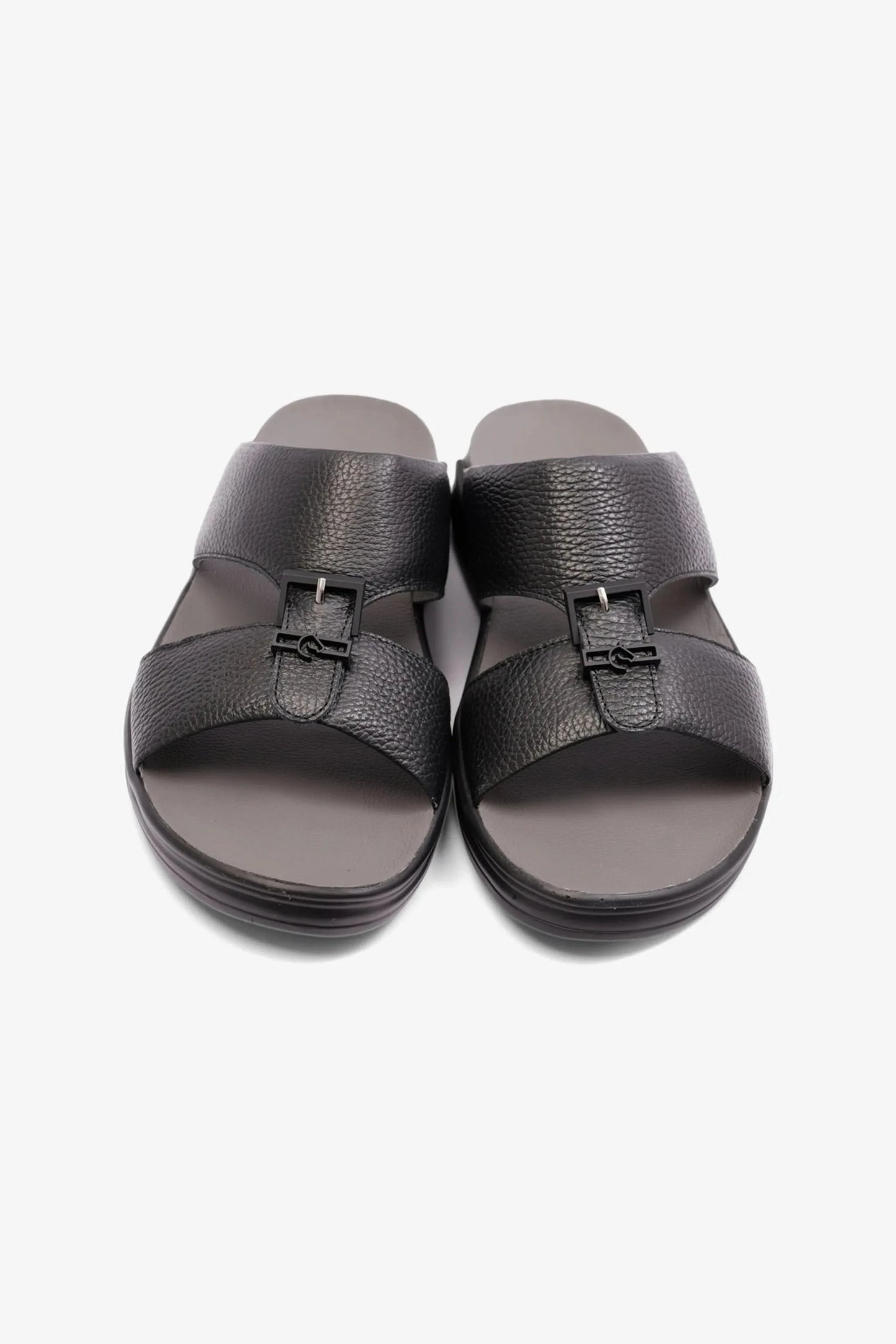 UOMO CAVAILER EMBOSSED LEATHER MENS SANDAL SUN BLACK - Seventy7
