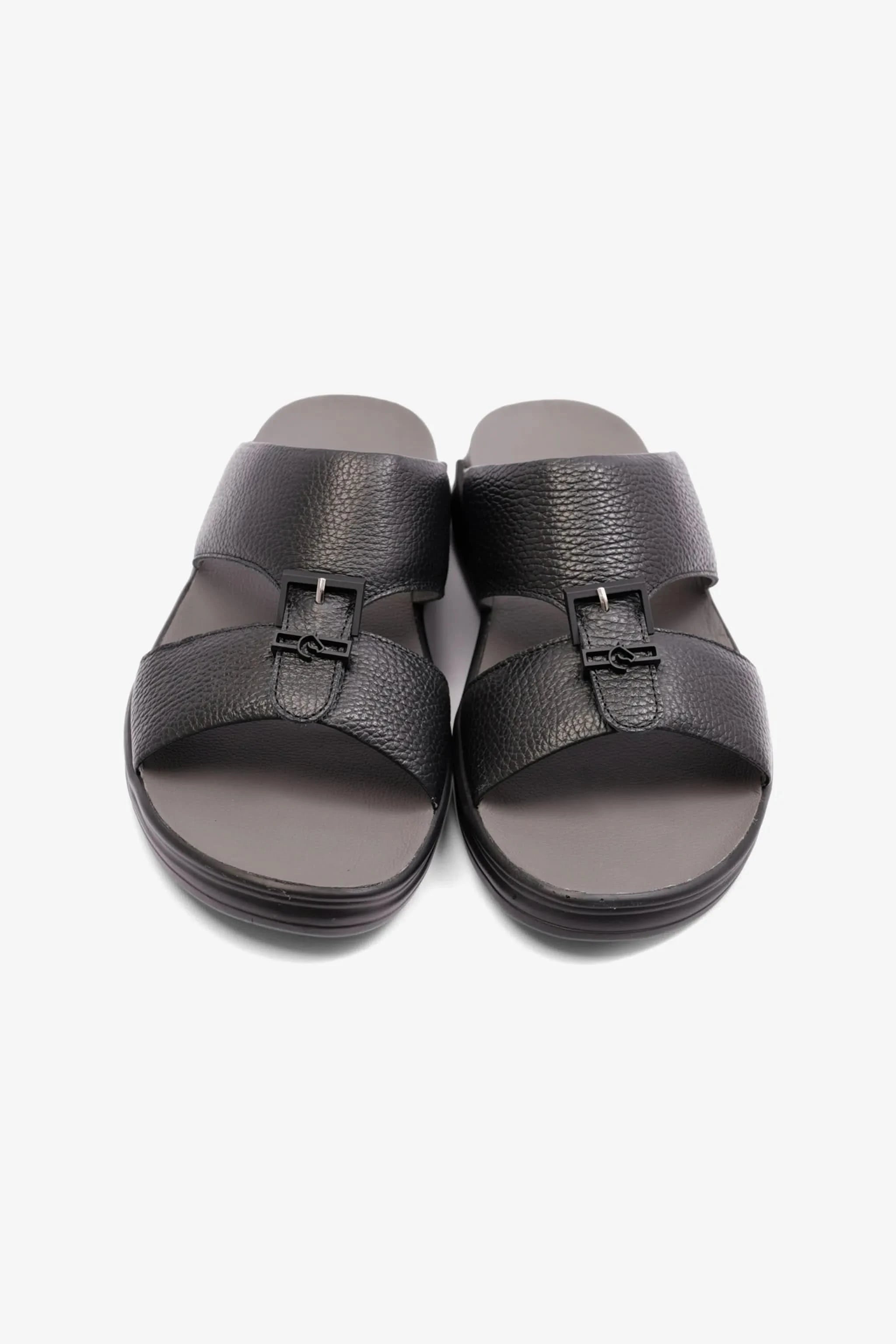UOMO CAVAILER EMBOSSED LEATHER MENS SANDAL SUN BLACK - Seventy7