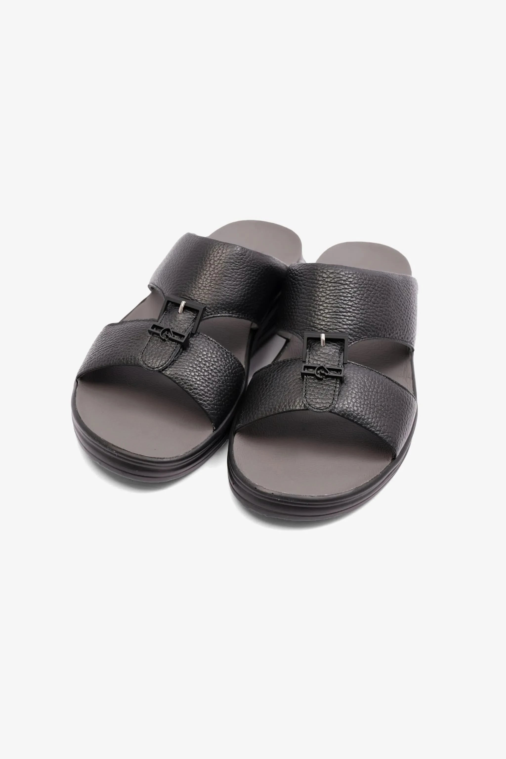 UOMO CAVAILER EMBOSSED LEATHER MENS SANDAL SUN BLACK - Seventy7