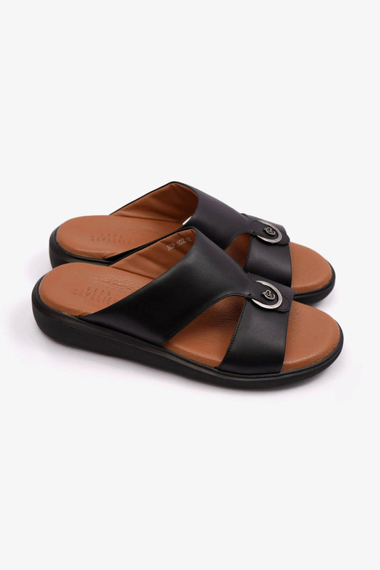 CAVALIER MENS ARABIC SOFT NAPPA SANDALS BLACK - Seventy7