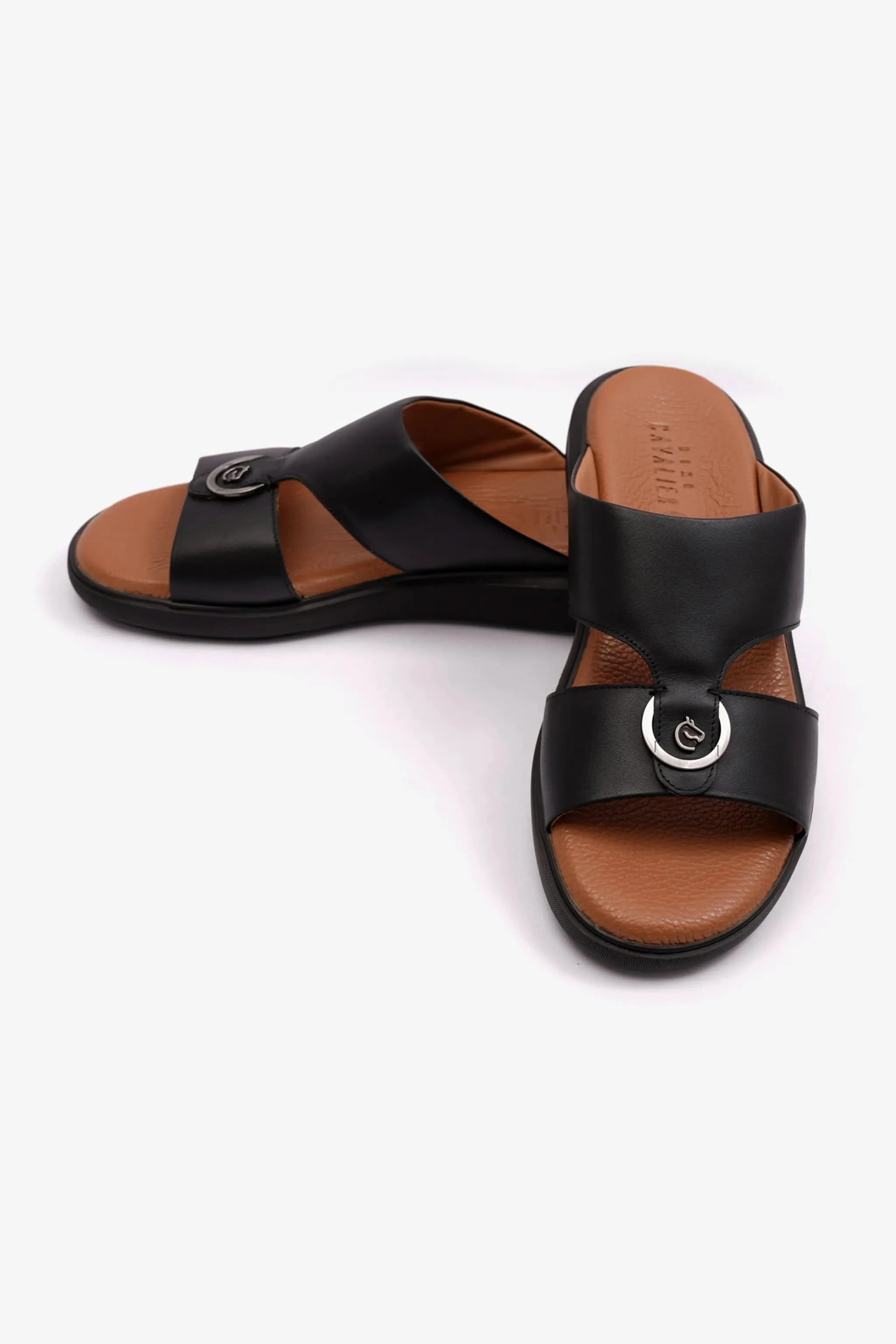 CAVALIER MENS ARABIC SOFT NAPPA SANDALS BLACK - Seventy7