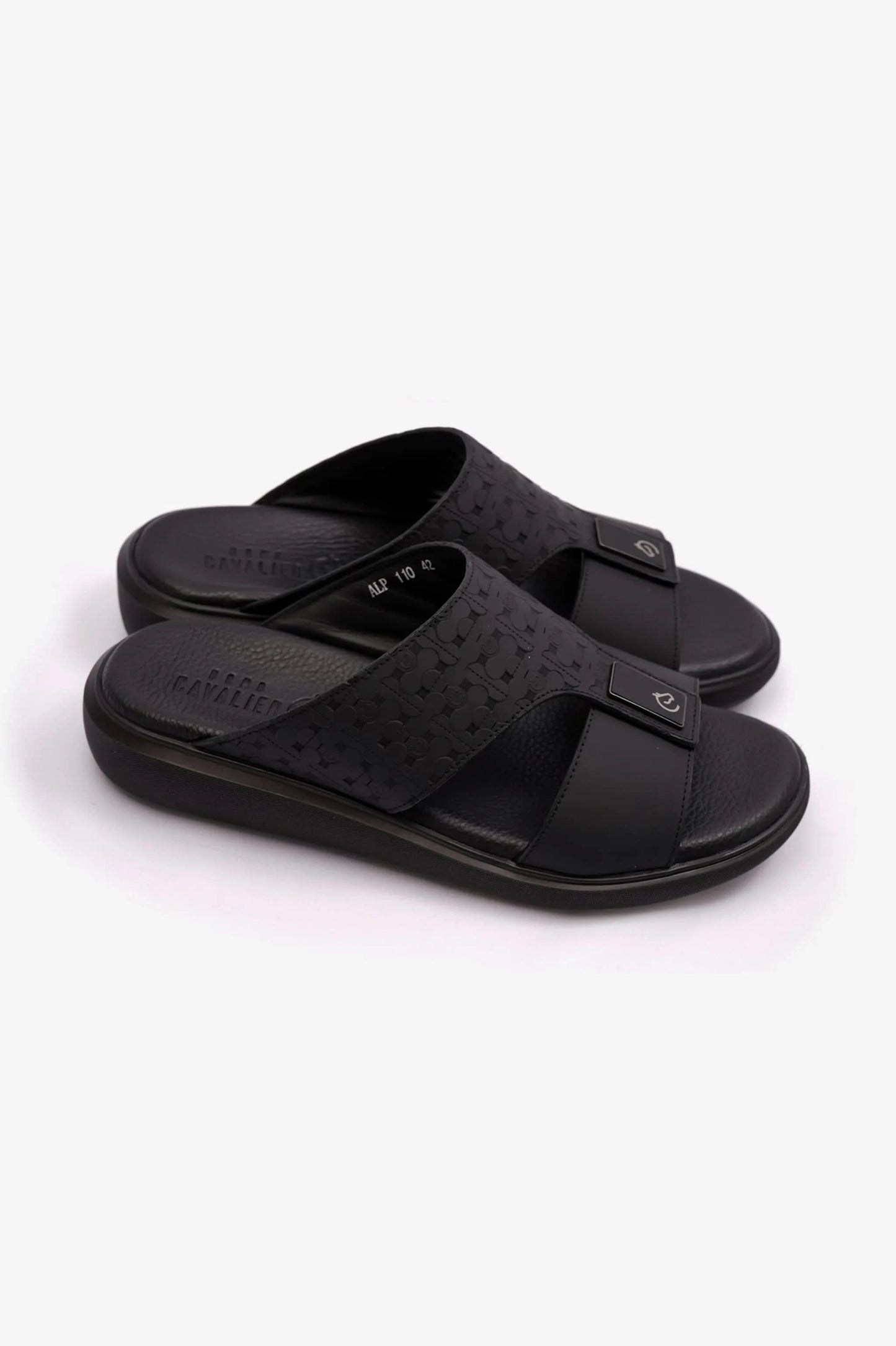 STYLISH TRIM MENS UOMO CAVALIER SANDALS BLACK - Seventy7