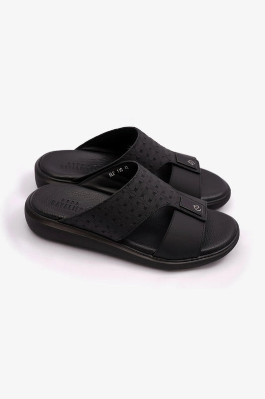 STYLISH TRIM MENS UOMO CAVALIER SANDALS BLACK - Seventy7