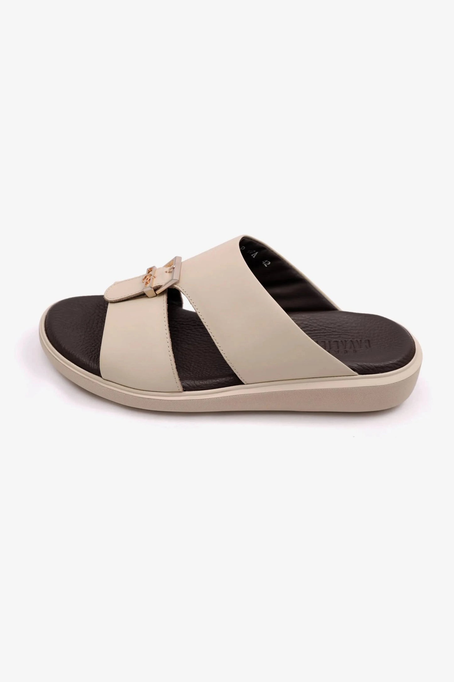 MENS ARABIC UOMO CAVALIER SANDALS MATTE LEATHER CREAM - Seventy7