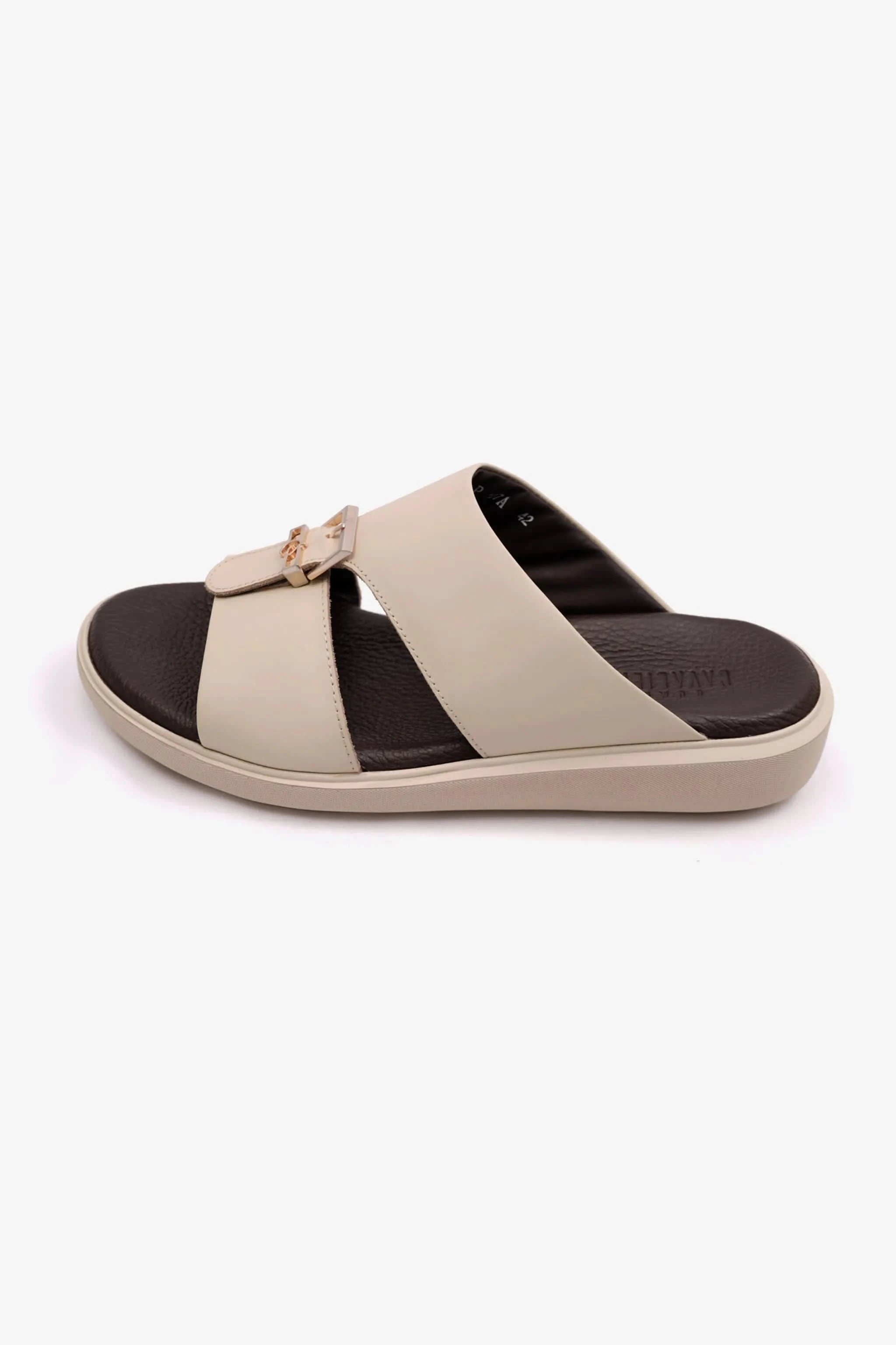 MENS ARABIC UOMO CAVALIER SANDALS MATTE LEATHER CREAM - Seventy7
