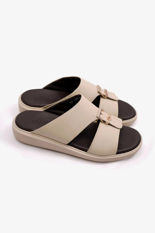MENS ARABIC UOMO CAVALIER SANDALS MATTE LEATHER CREAM - Seventy7