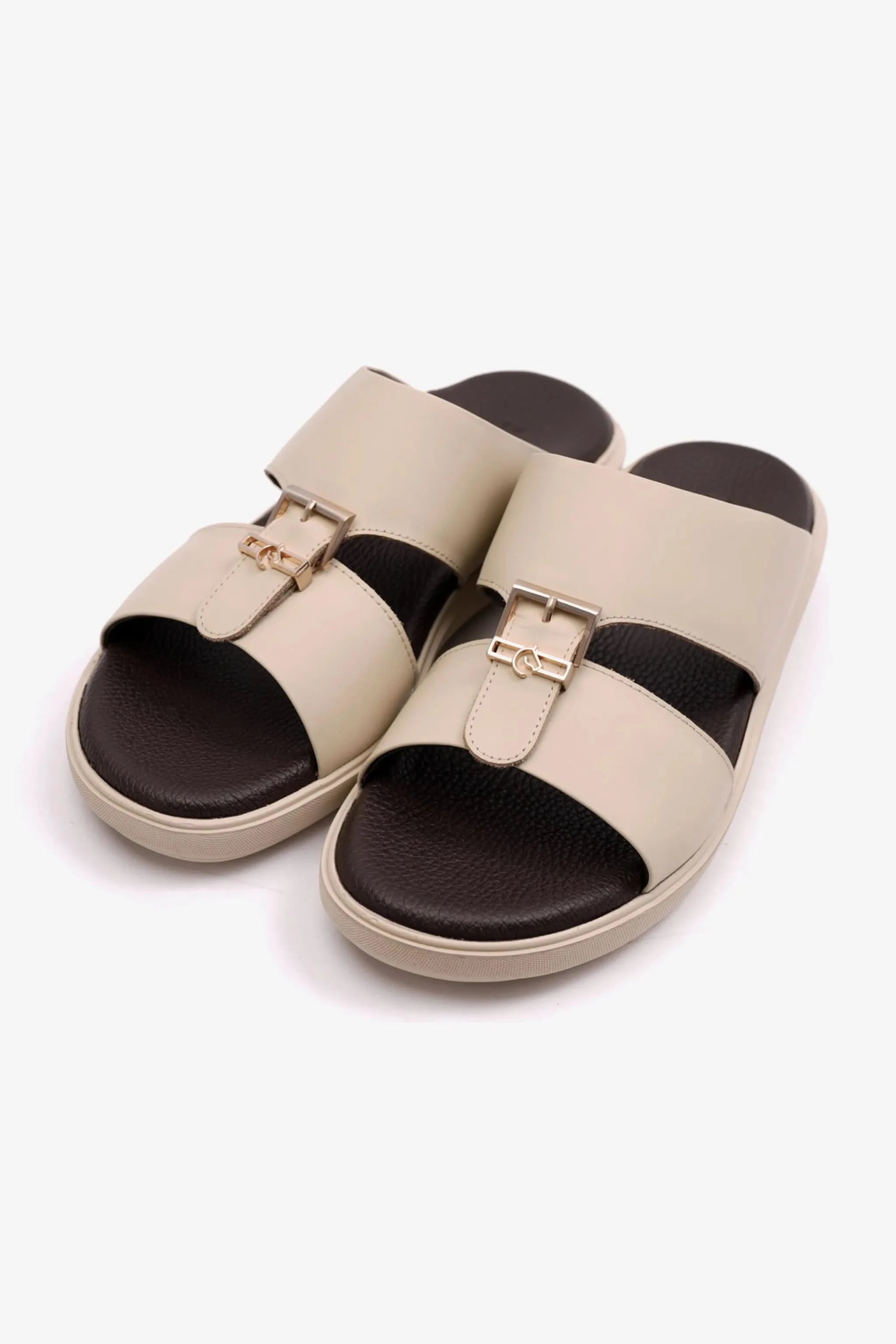 MENS ARABIC UOMO CAVALIER SANDALS MATTE LEATHER CREAM - Seventy7