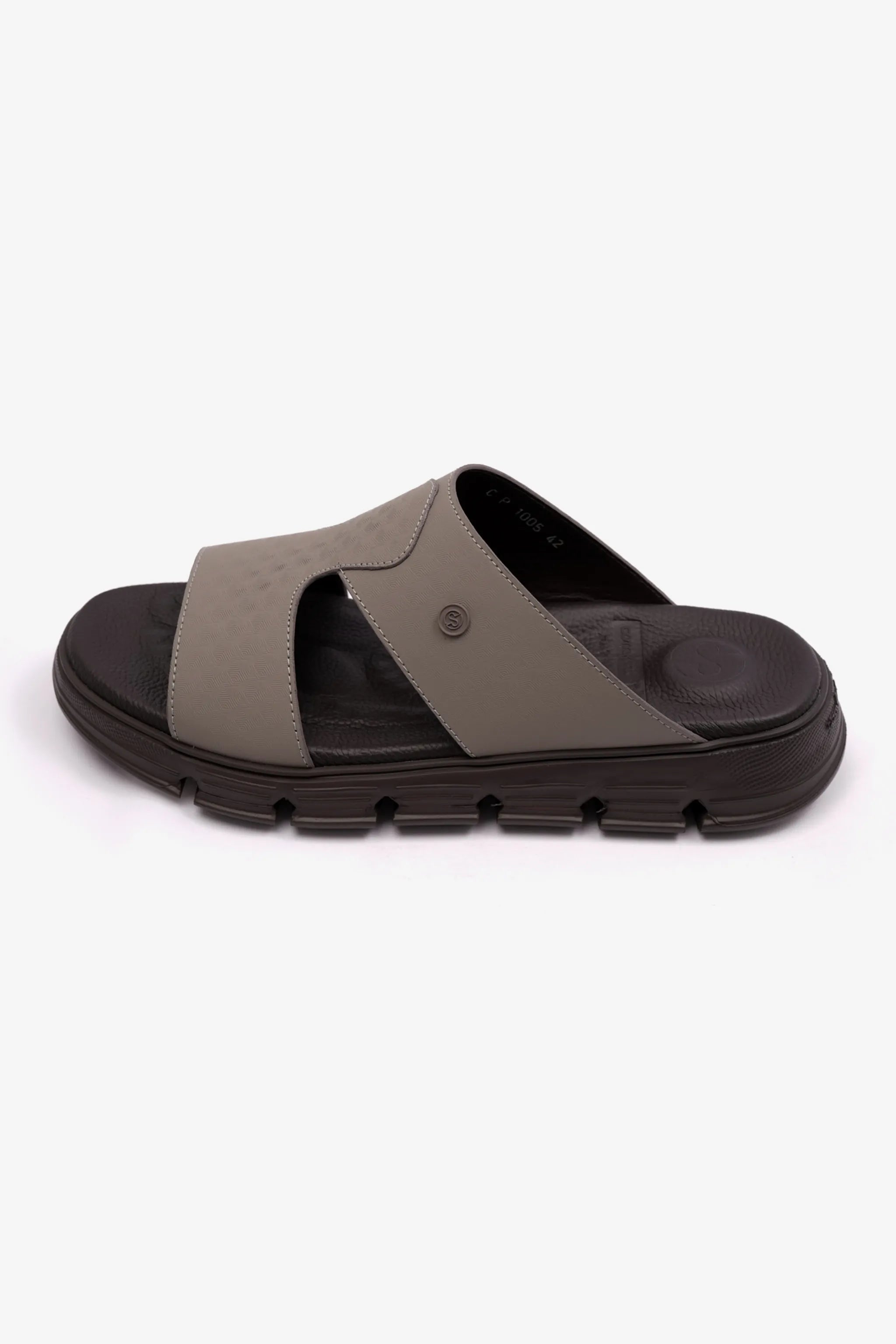 EMBOSSED ARABIC LEATHER MENS SANDAL COMFORT PLUS STONE - Seventy7