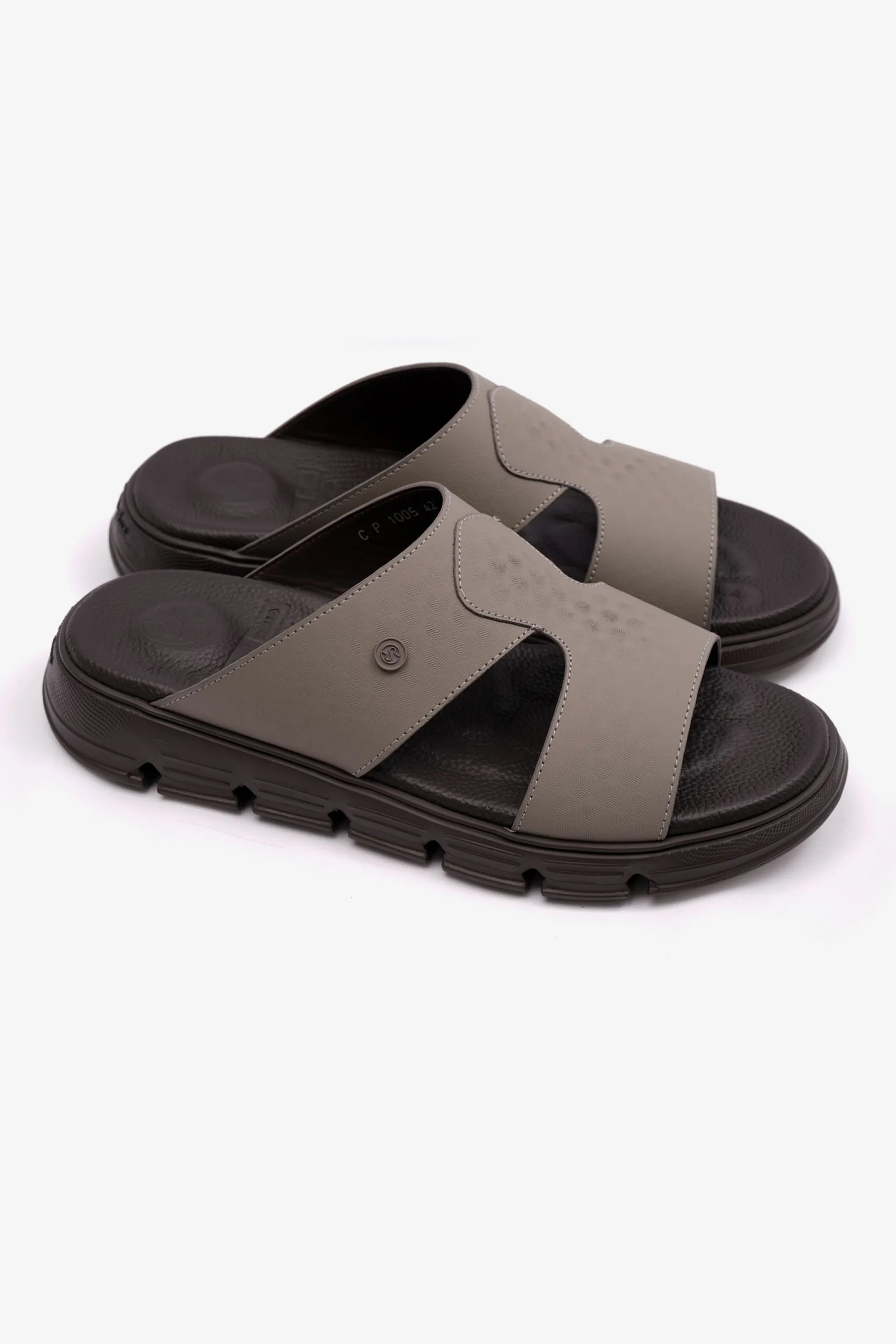 EMBOSSED ARABIC LEATHER MENS SANDAL COMFORT PLUS STONE - Seventy7