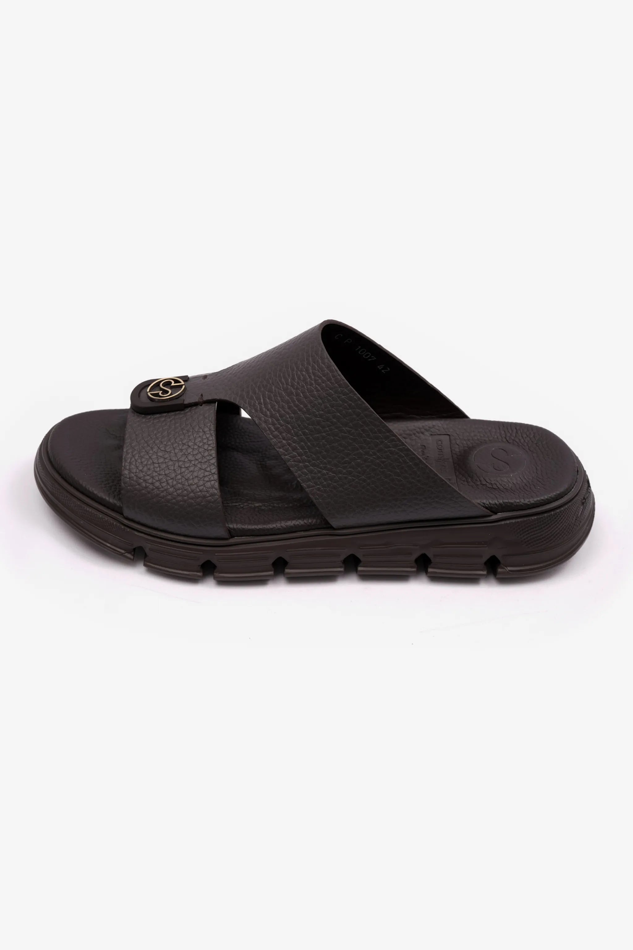 COMFORT PLUS MENS ARABIC SOFT MILLED SANDAL BROWN - Seventy7