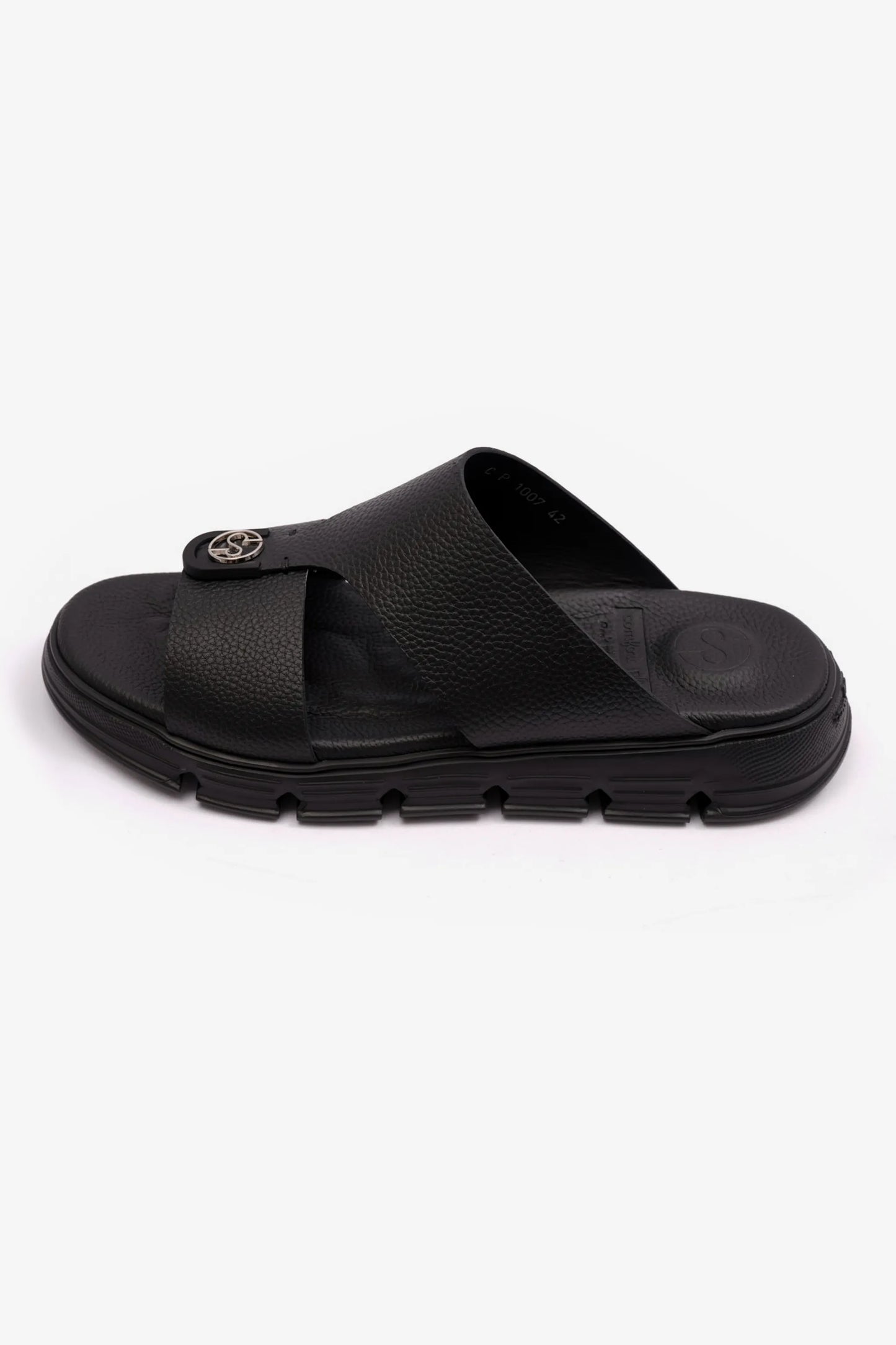 COMFORT PLUS MENS ARABIC SOFT MILLED SANDAL BLACK - Seventy7