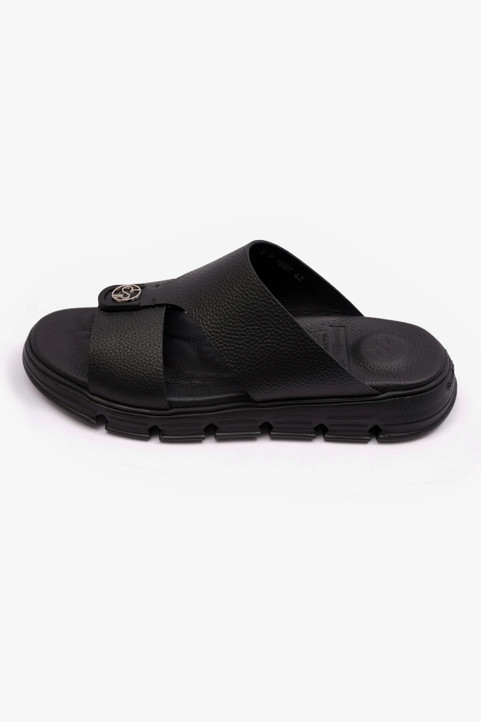 COMFORT PLUS MENS ARABIC SOFT MILLED SANDAL BLACK - Seventy7