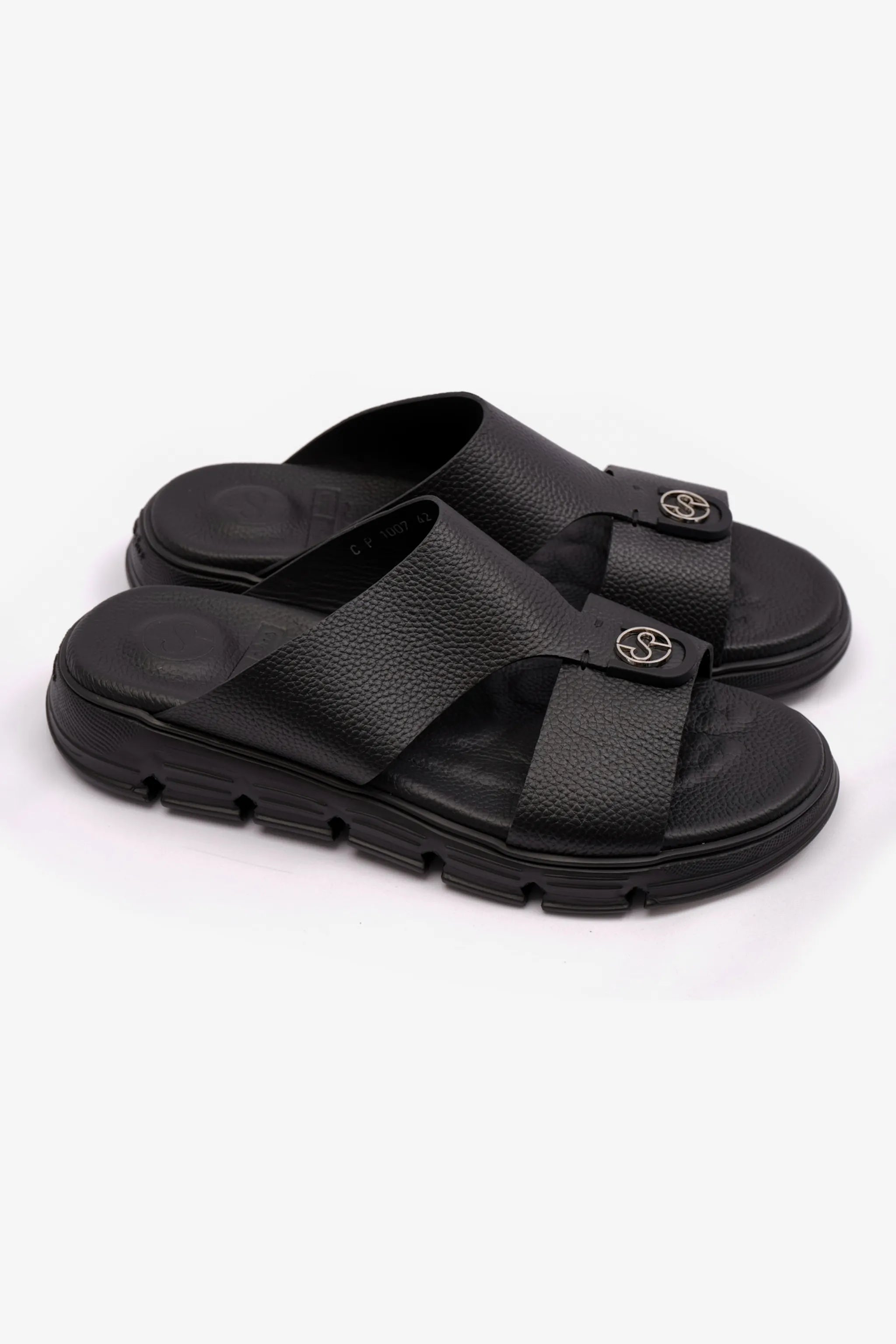 COMFORT PLUS MENS ARABIC SOFT MILLED SANDAL BLACK - Seventy7