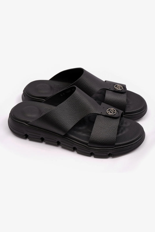 COMFORT PLUS MENS ARABIC SOFT MILLED SANDAL BLACK - Seventy7