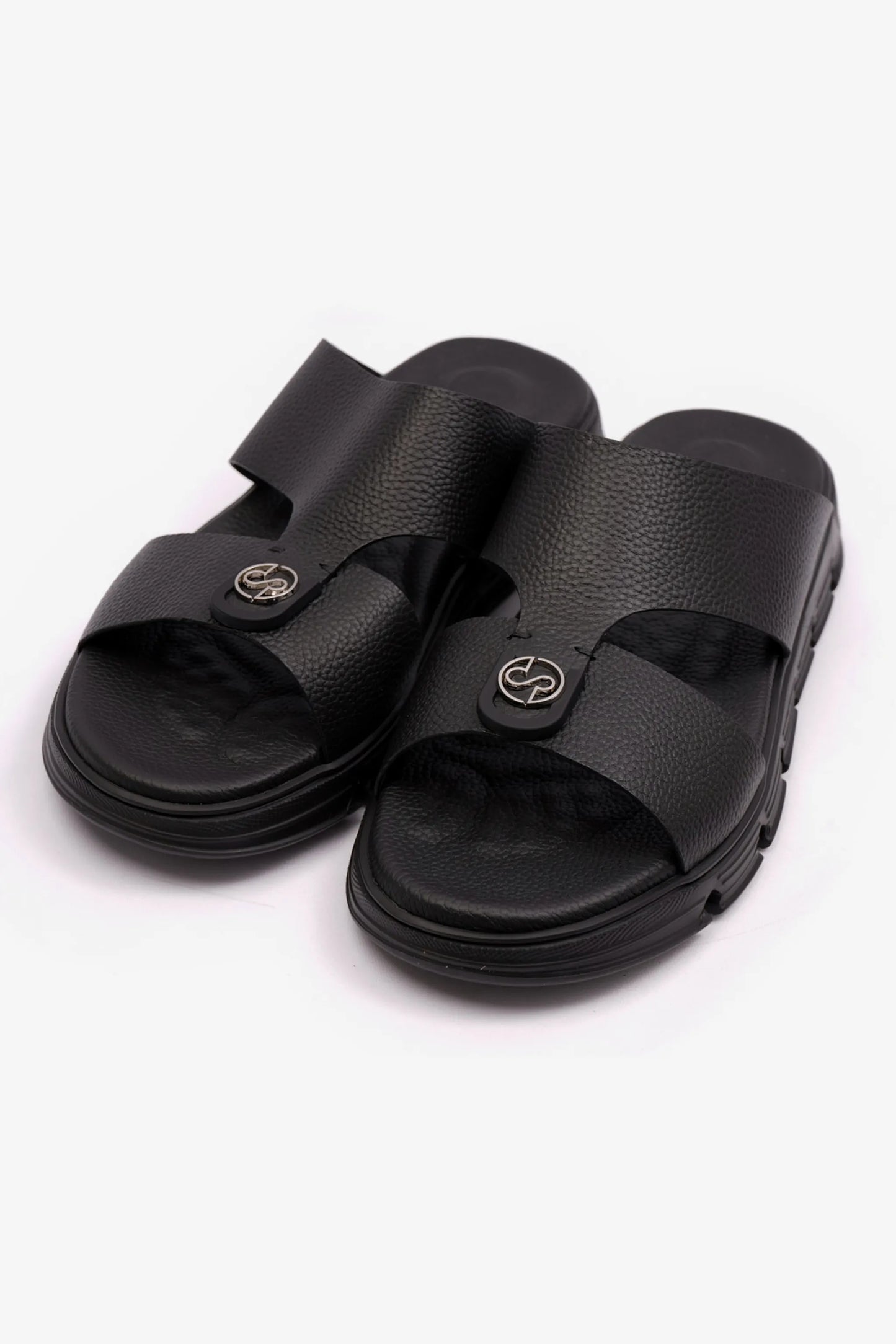 COMFORT PLUS MENS ARABIC SOFT MILLED SANDAL BLACK - Seventy7