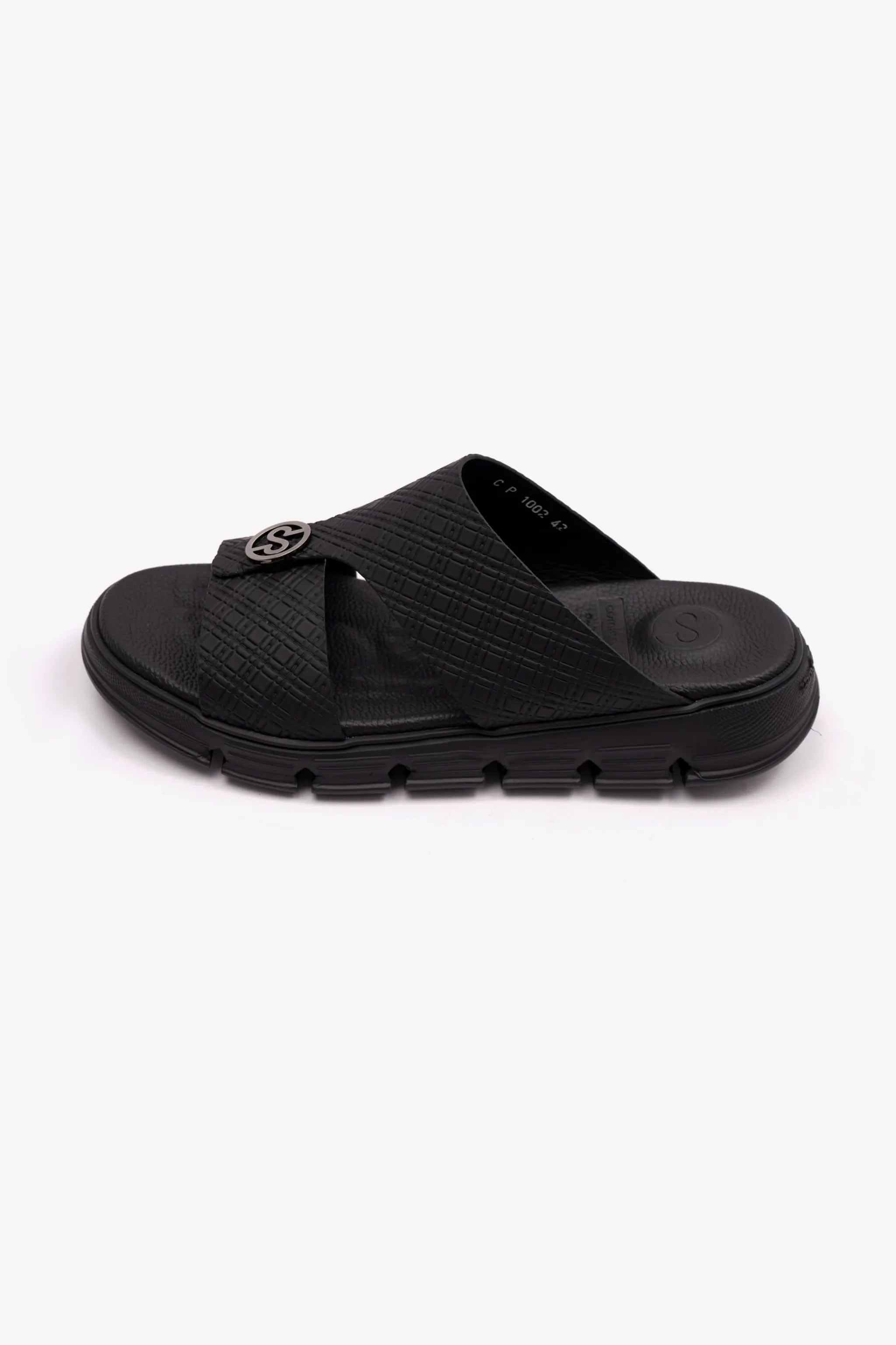 COMFORT PLUS MENS ARABIC ITALIAN OUTSOLE SANDAL BLACK - Seventy7