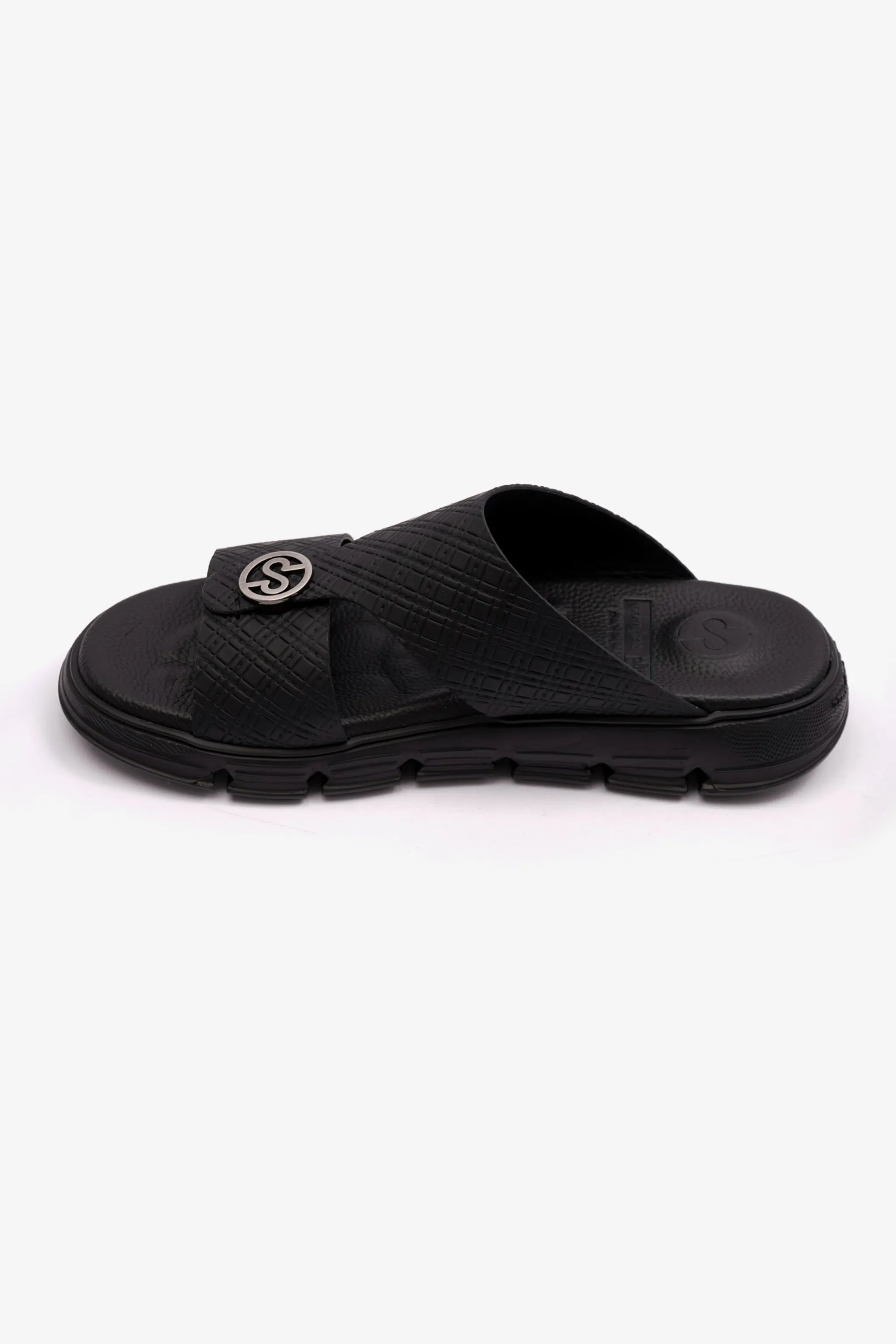 COMFORT PLUS MENS ARABIC ITALIAN OUTSOLE SANDAL BLACK - Seventy7