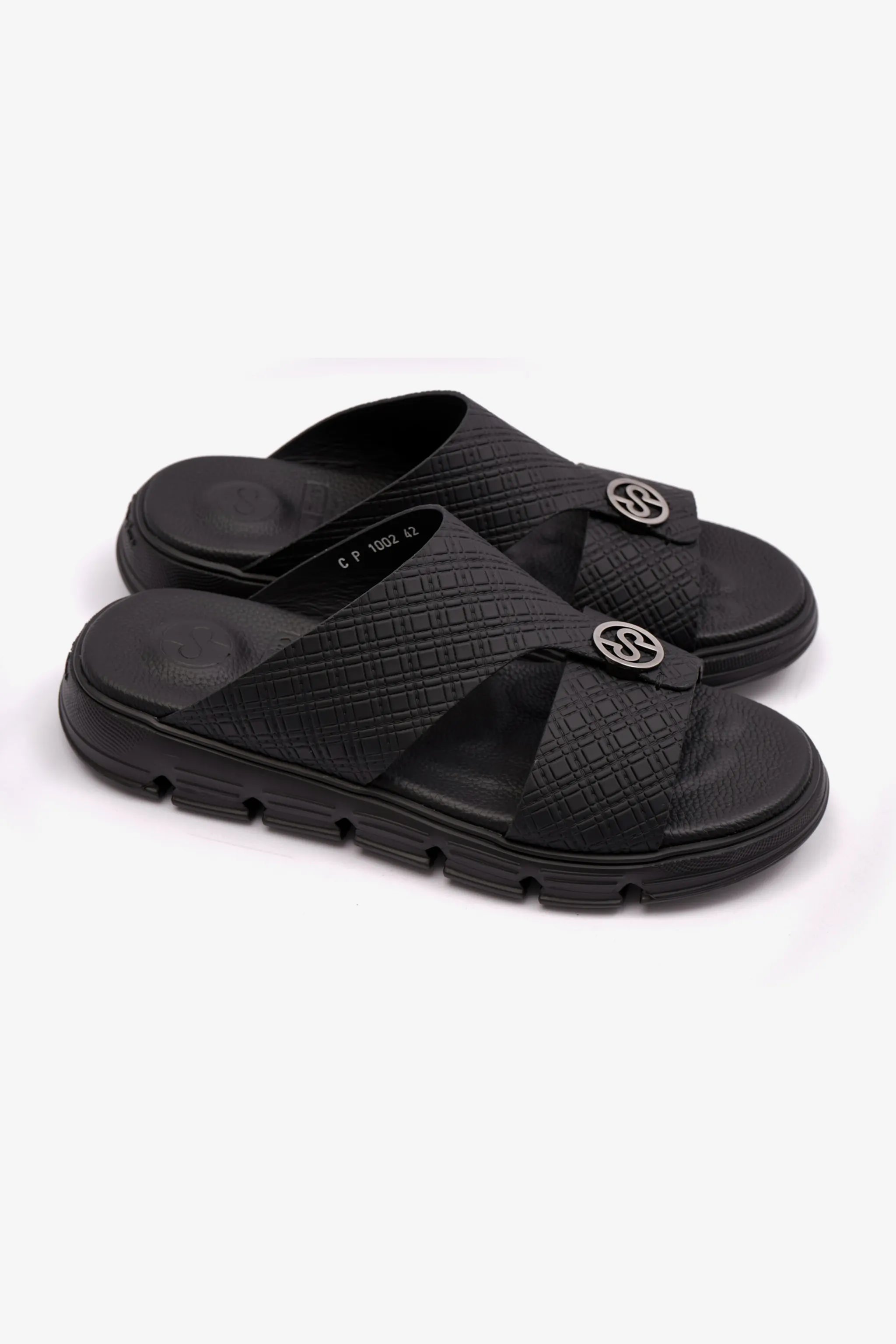 COMFORT PLUS MENS ARABIC ITALIAN OUTSOLE SANDAL BLACK - Seventy7