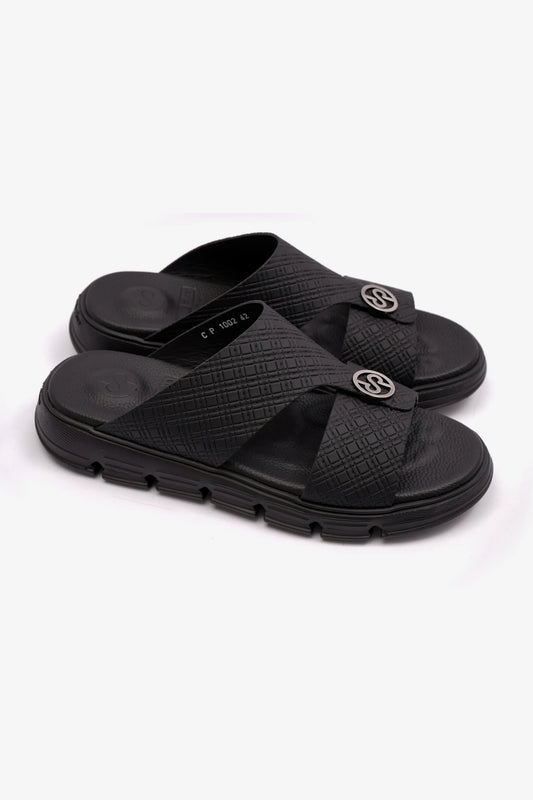 COMFORT PLUS MENS ARABIC ITALIAN OUTSOLE SANDAL BLACK - Seventy7