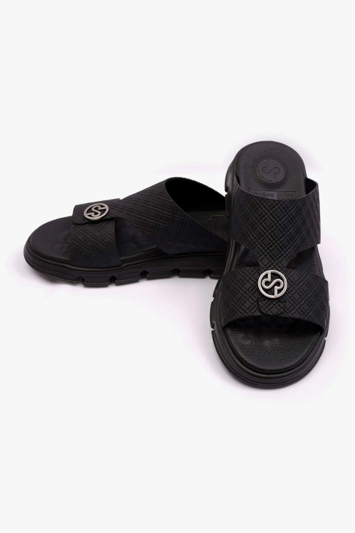 COMFORT PLUS MENS ARABIC ITALIAN OUTSOLE SANDAL BLACK - Seventy7