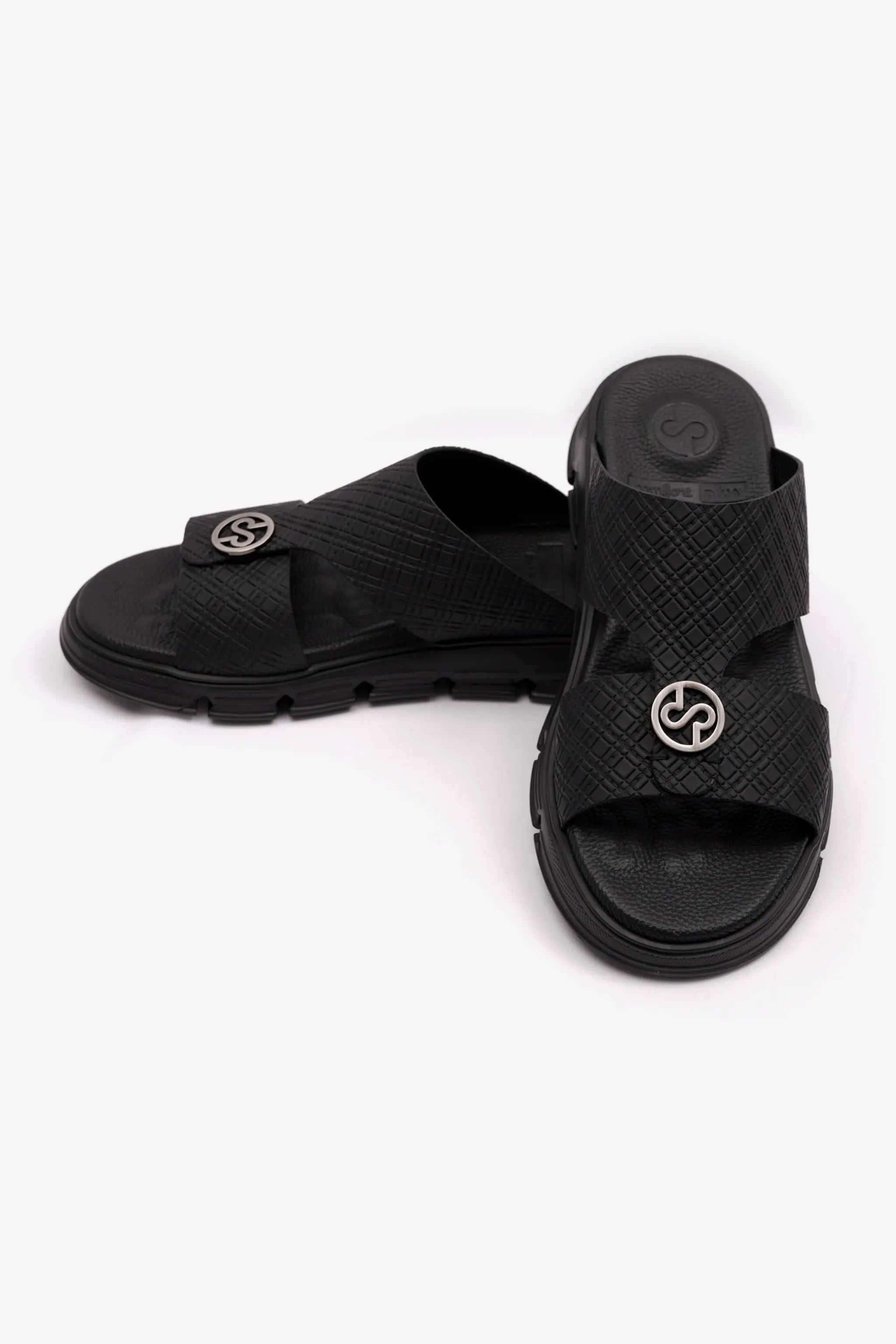 COMFORT PLUS MENS ARABIC ITALIAN OUTSOLE SANDAL BLACK - Seventy7