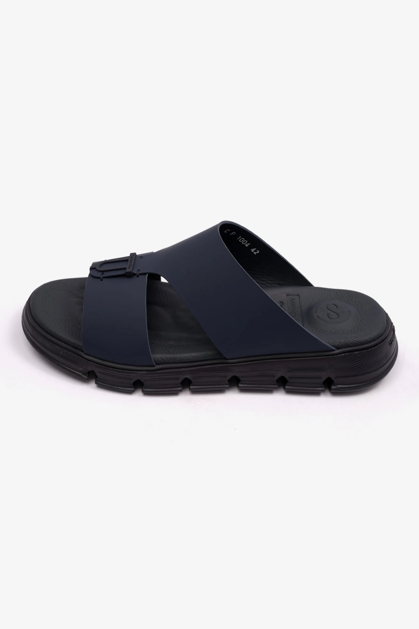 COMFORT PLUS ELEGENT TRIM MENS MATT LEATHER SANDALS NAVY - Seventy7