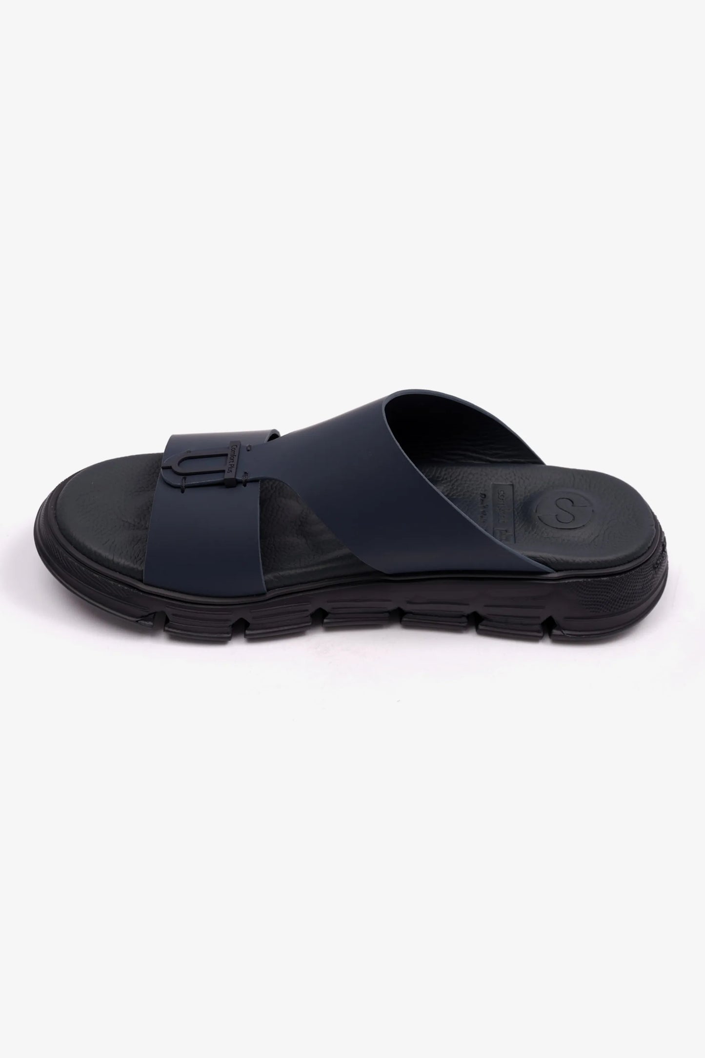 COMFORT PLUS ELEGENT TRIM MENS MATT LEATHER SANDALS NAVY - Seventy7