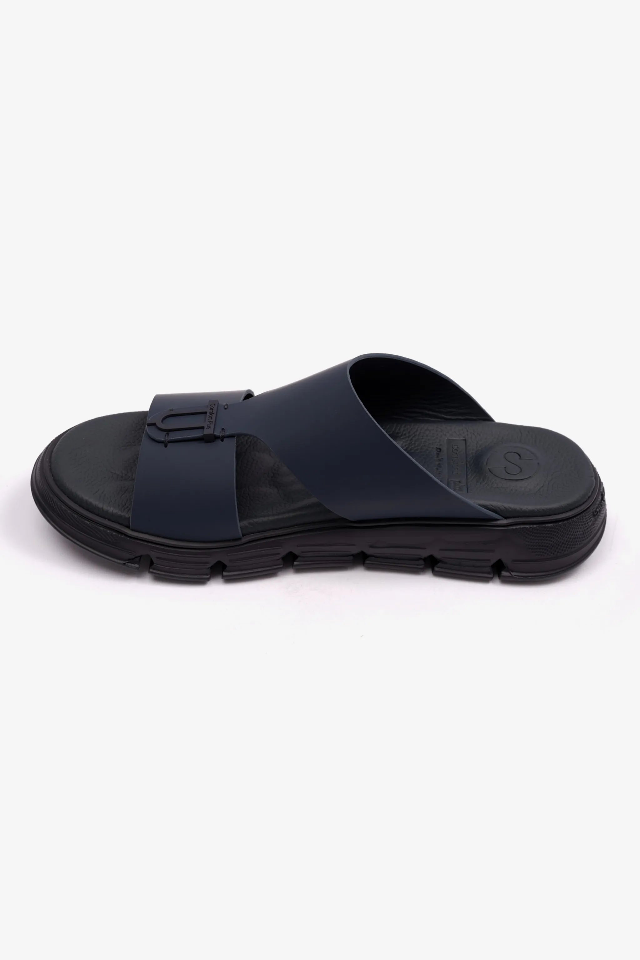 COMFORT PLUS ELEGENT TRIM MENS MATT LEATHER SANDALS NAVY - Seventy7