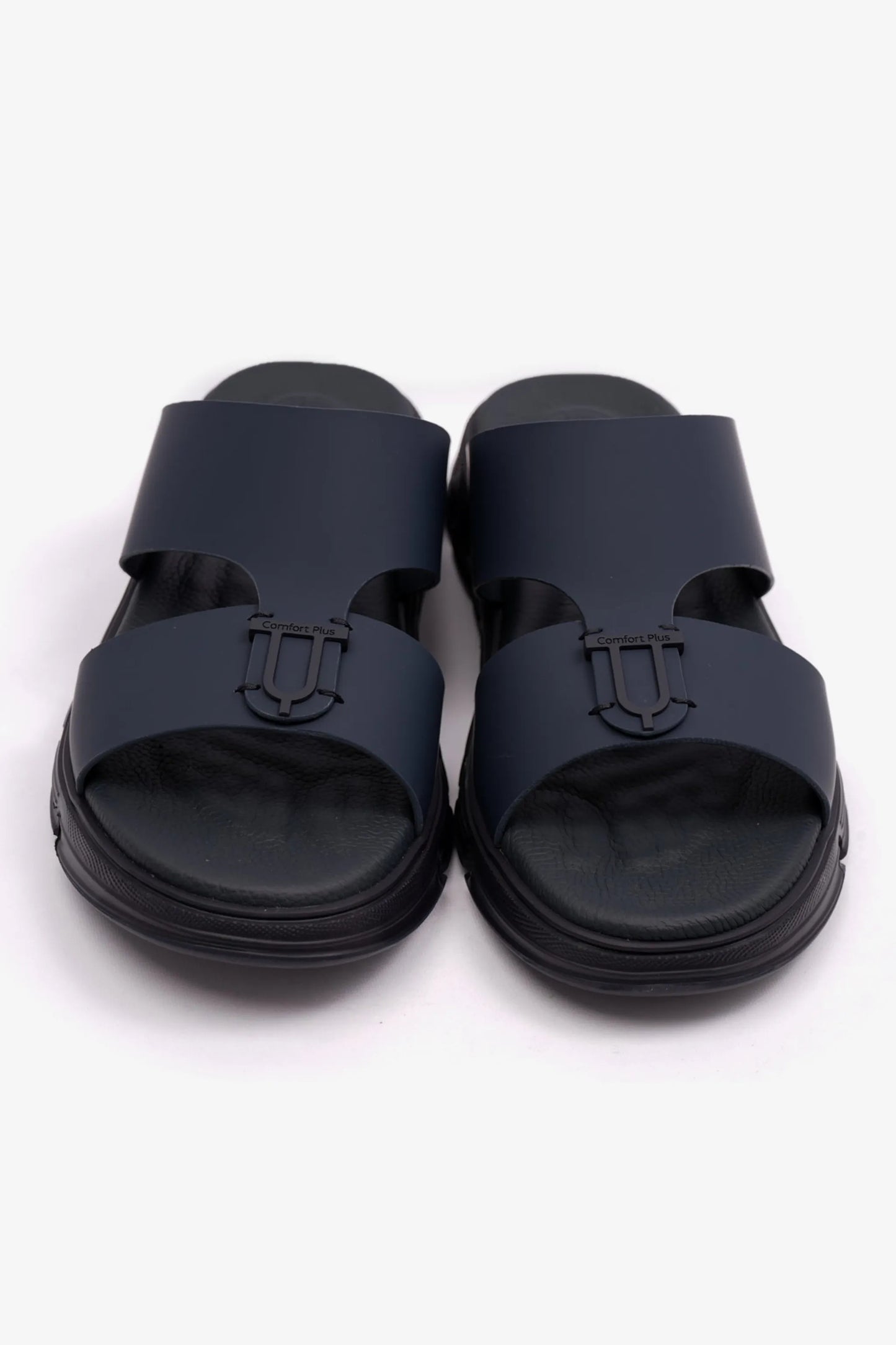 COMFORT PLUS ELEGENT TRIM MENS MATT LEATHER SANDALS NAVY - Seventy7